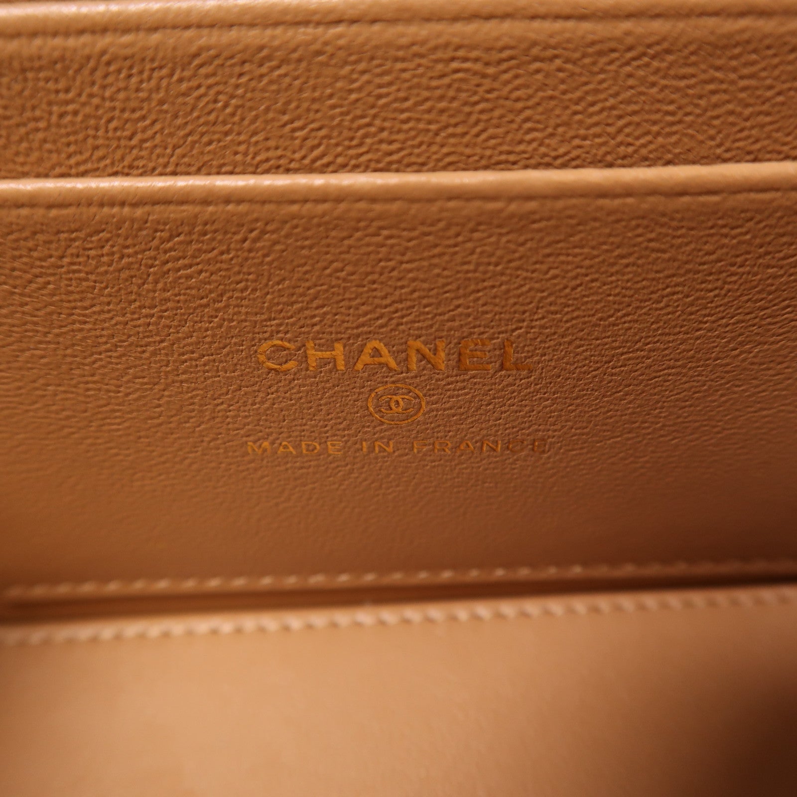 CHANEL CC GHW Vanity Chain 2 Way Bag Lambskin Leather Beige