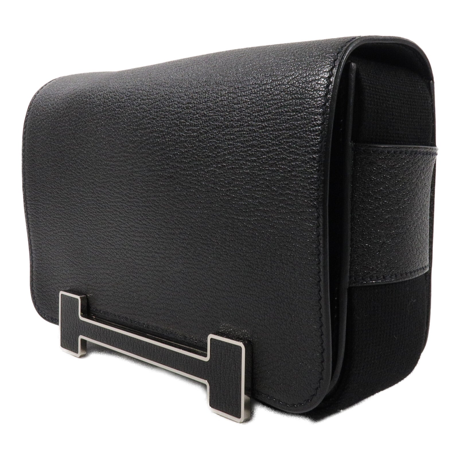 HERMES Chevre皮革Geta肩背袋Noir
