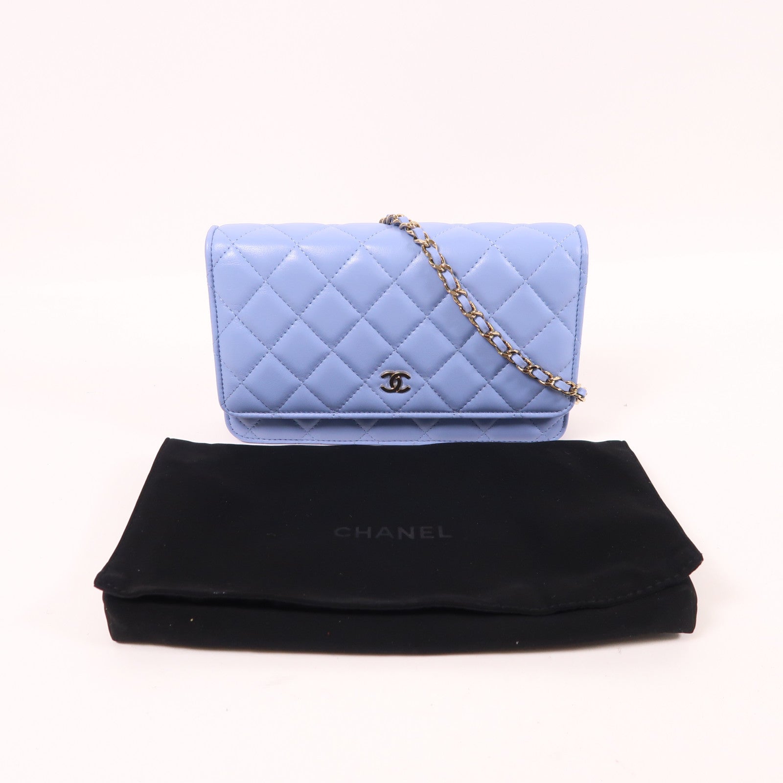 CHANEL 羊皮皮革Wallet On Chain金扣鏈帶肩背袋