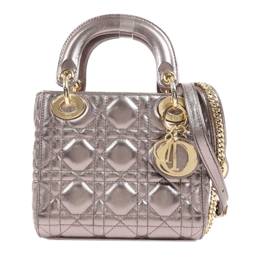 Dior 羊皮皮革Lady Dior Mini金扣手挽肩背兩用袋