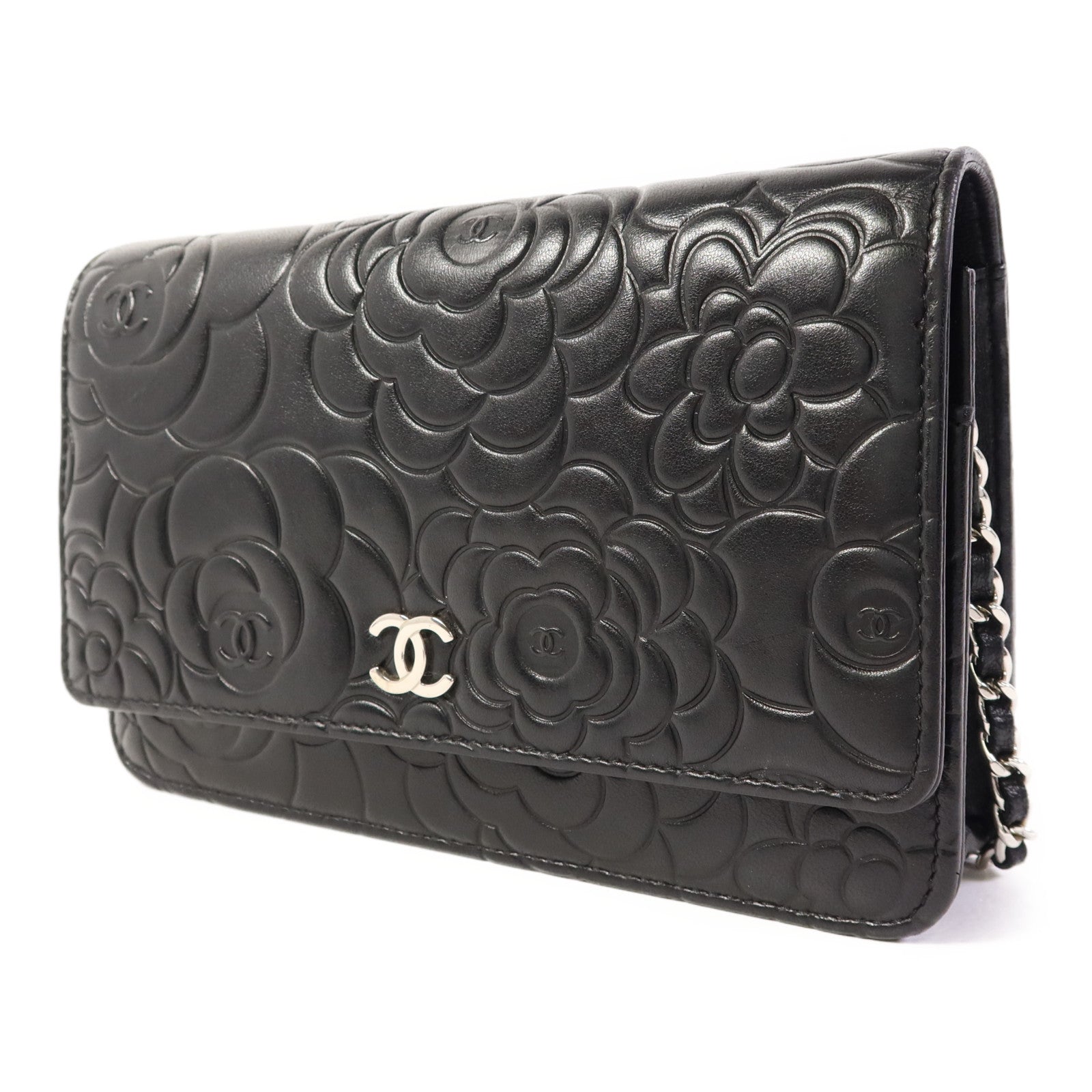 CHANEL 羊皮皮革WOC Wallet On Chain銀扣鏈帶肩背袋