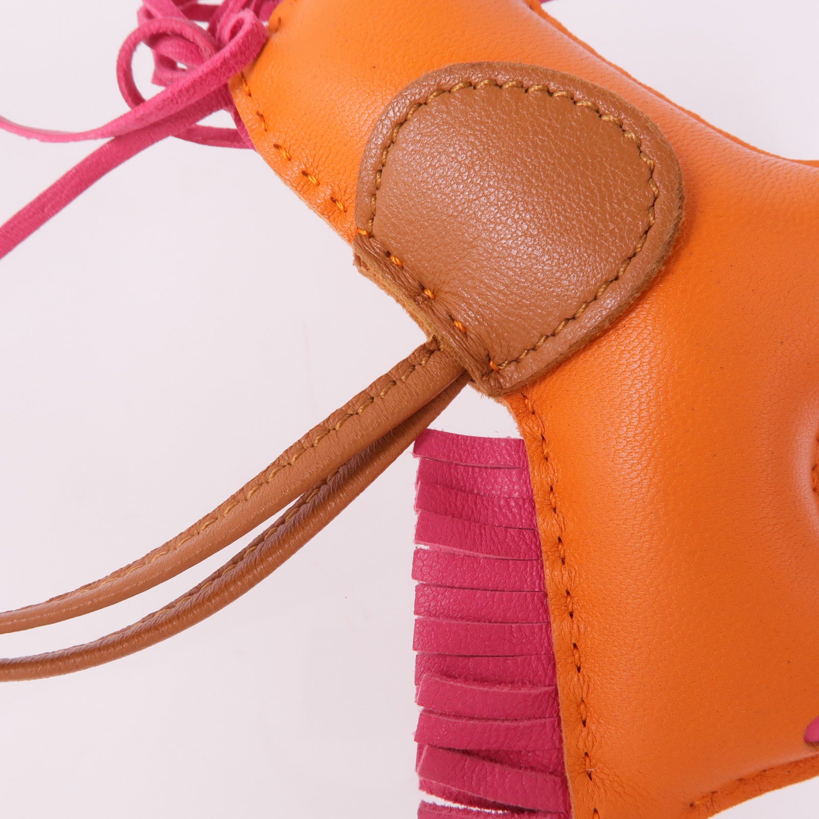 HERMES Milo皮革Rodeo MM掛飾Orange/Gold