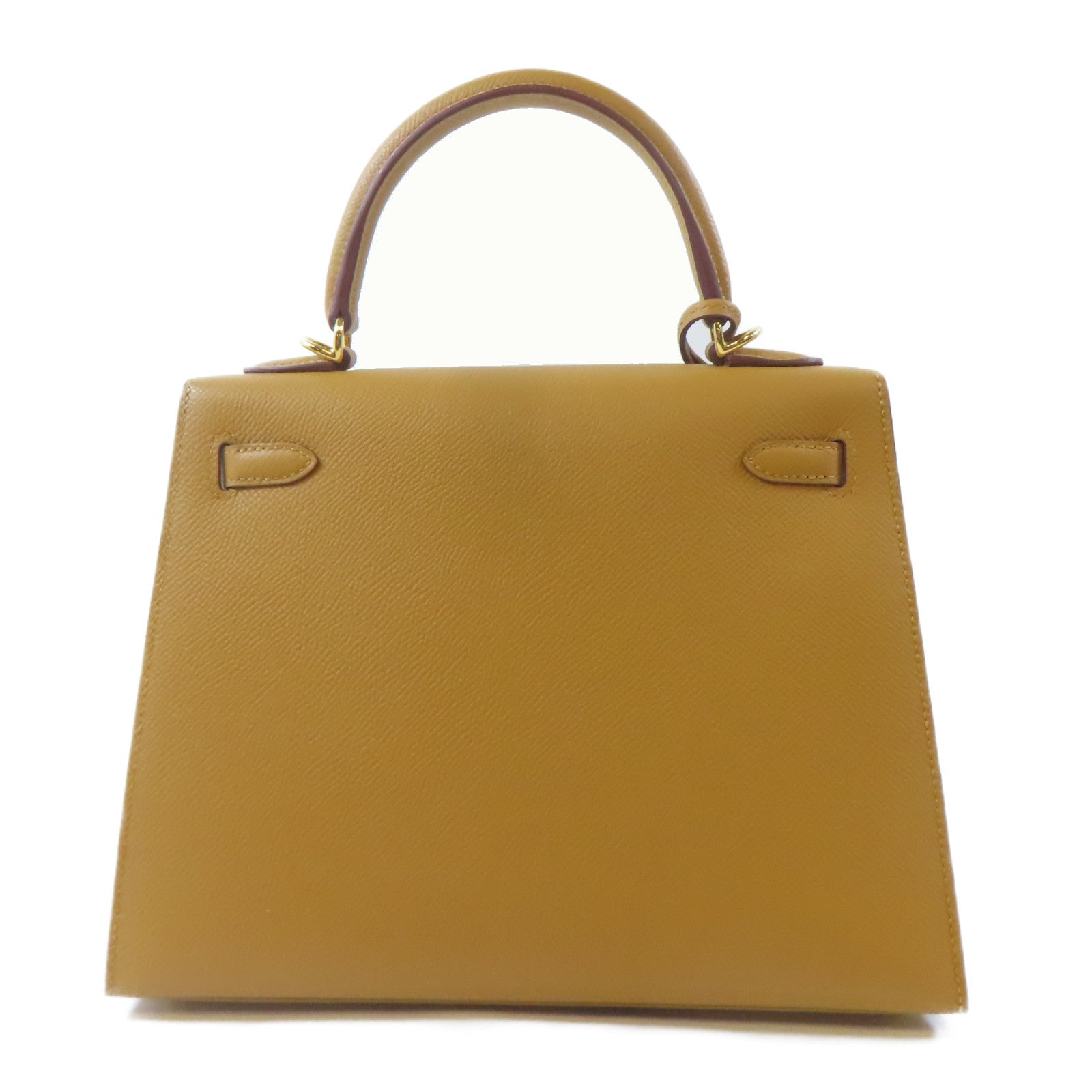 HERMES Epsom皮革Kelly 25金扣手挽肩背兩用袋Sesame/啡色