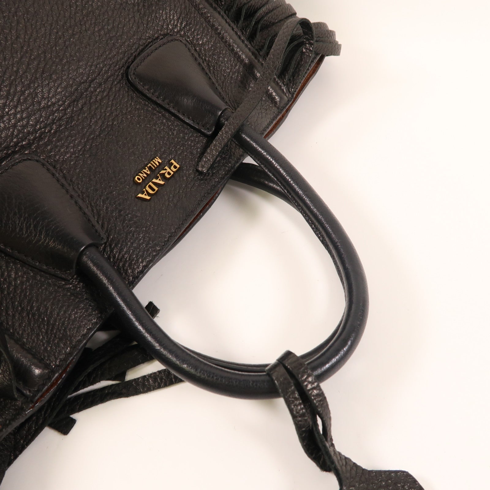 PRADA Cervo皮革Handbag金扣手挽袋