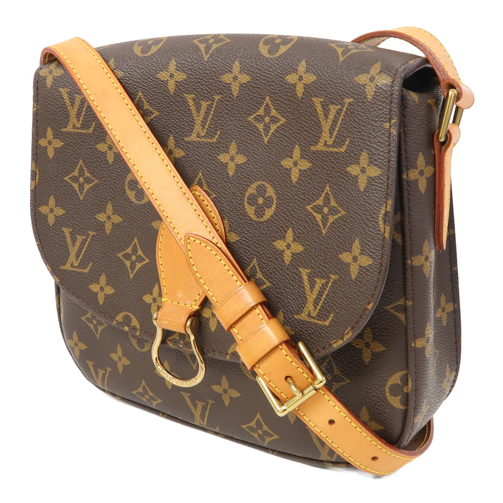 LOUIS VUITTON Monogram Saint Cloud GM金扣肩背袋啡色