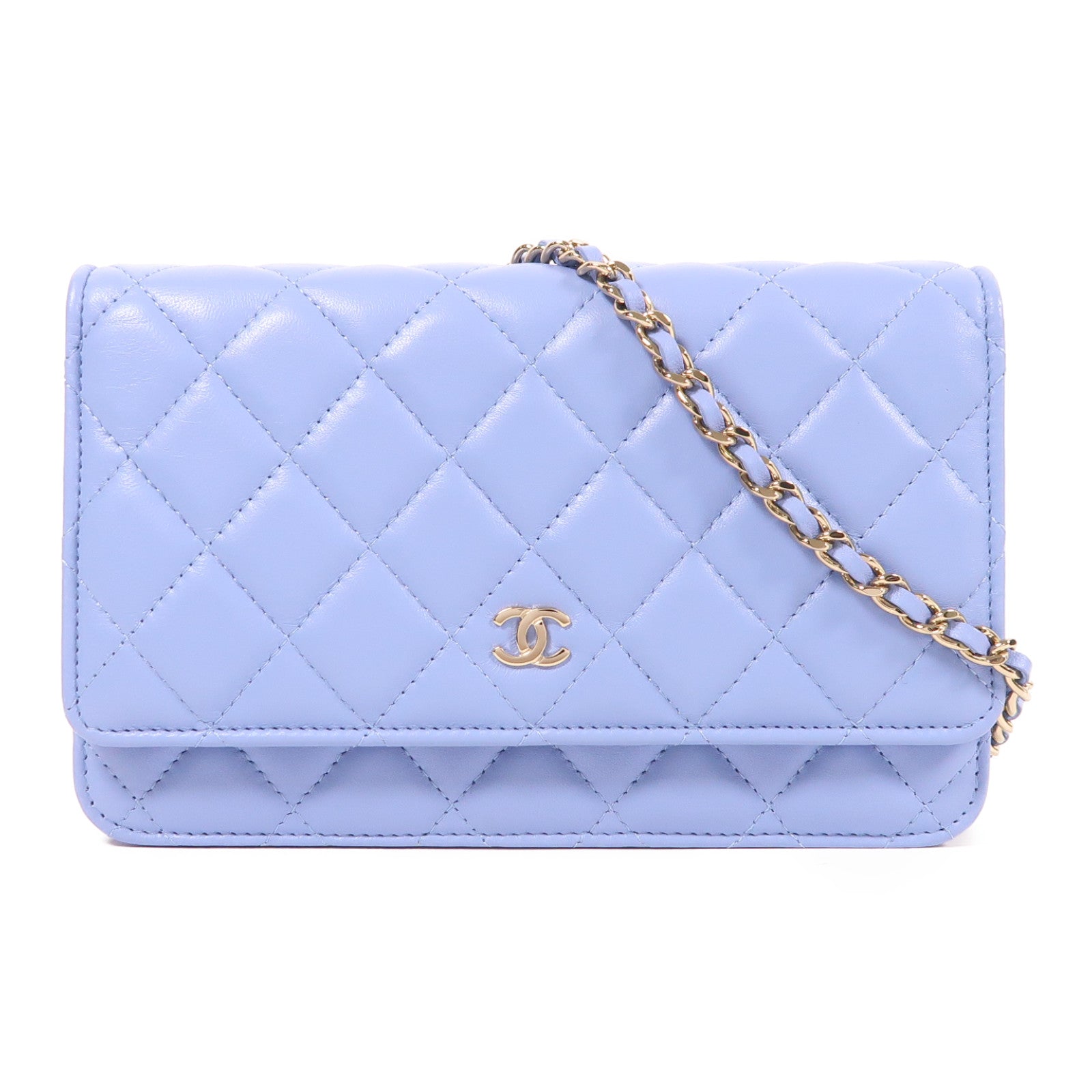 CHANEL 羊皮皮革Wallet On Chain金扣鏈帶肩背袋