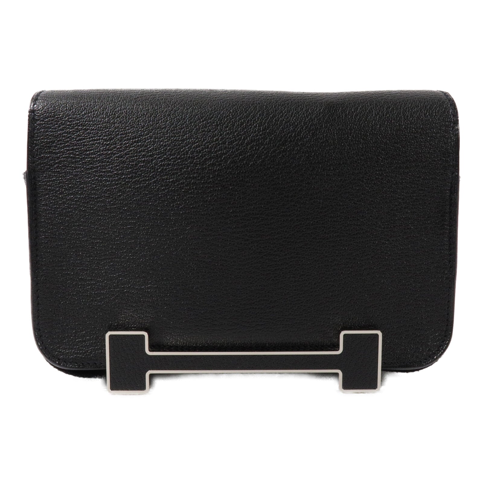 HERMES Chevre皮革Geta肩背袋Noir