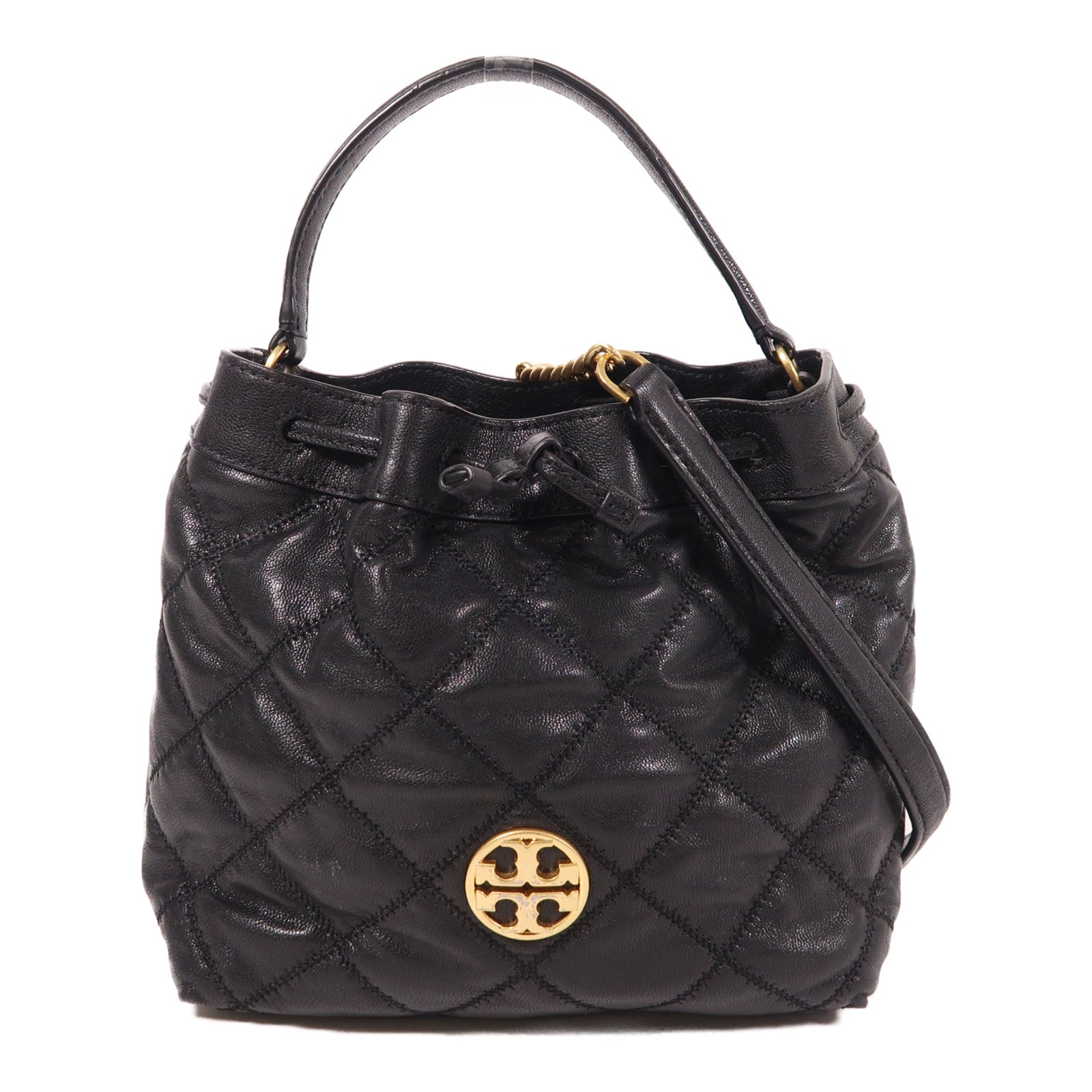 Tory Burch 皮革Willa Small Drawstring Bag金扣鏈帶手挽肩背兩用袋