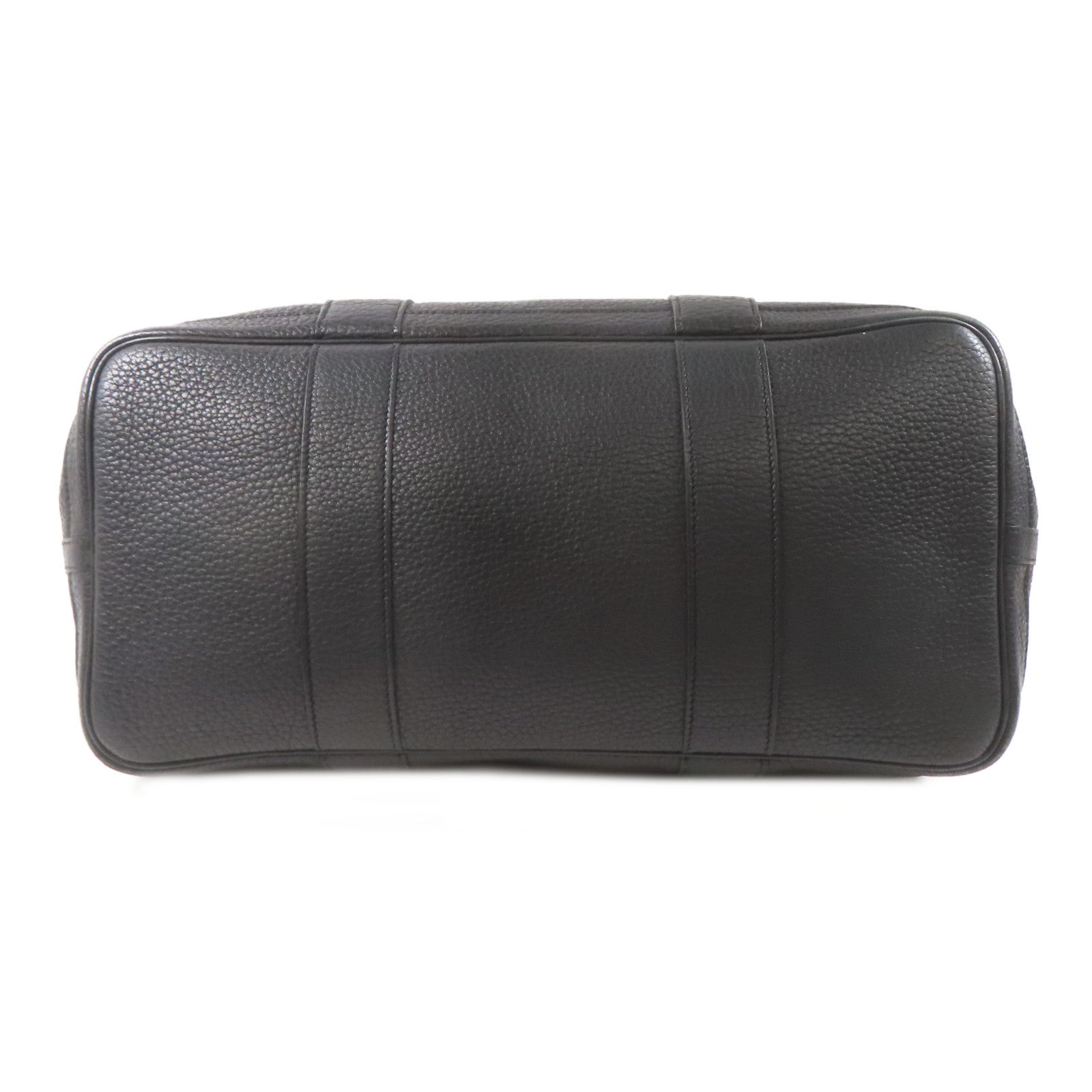 HERMES Negonda皮革Garden Party PM銀扣手挽袋Noir/黑色