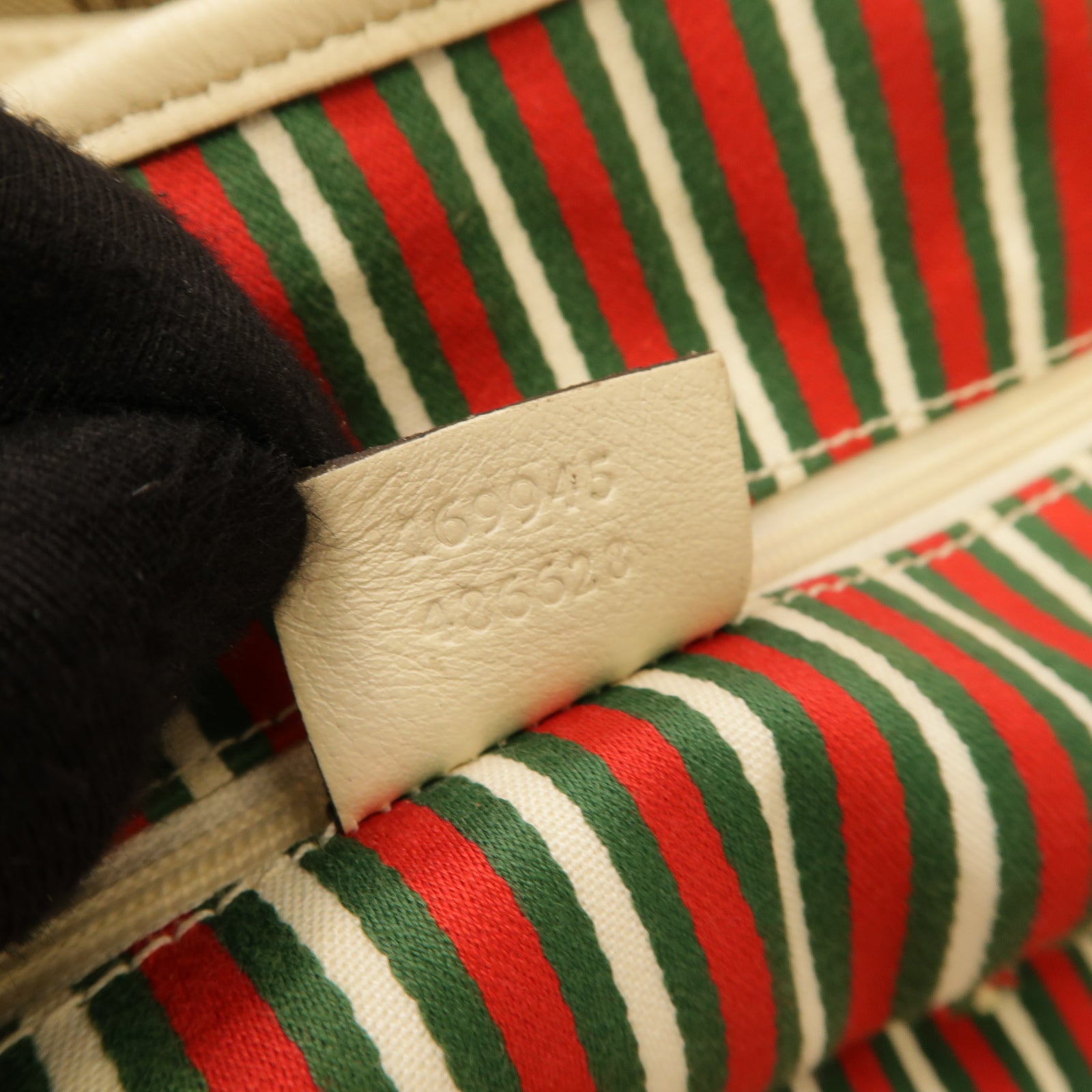 GUCCI 帆布Tote Bag金扣手挽袋白色/棕色