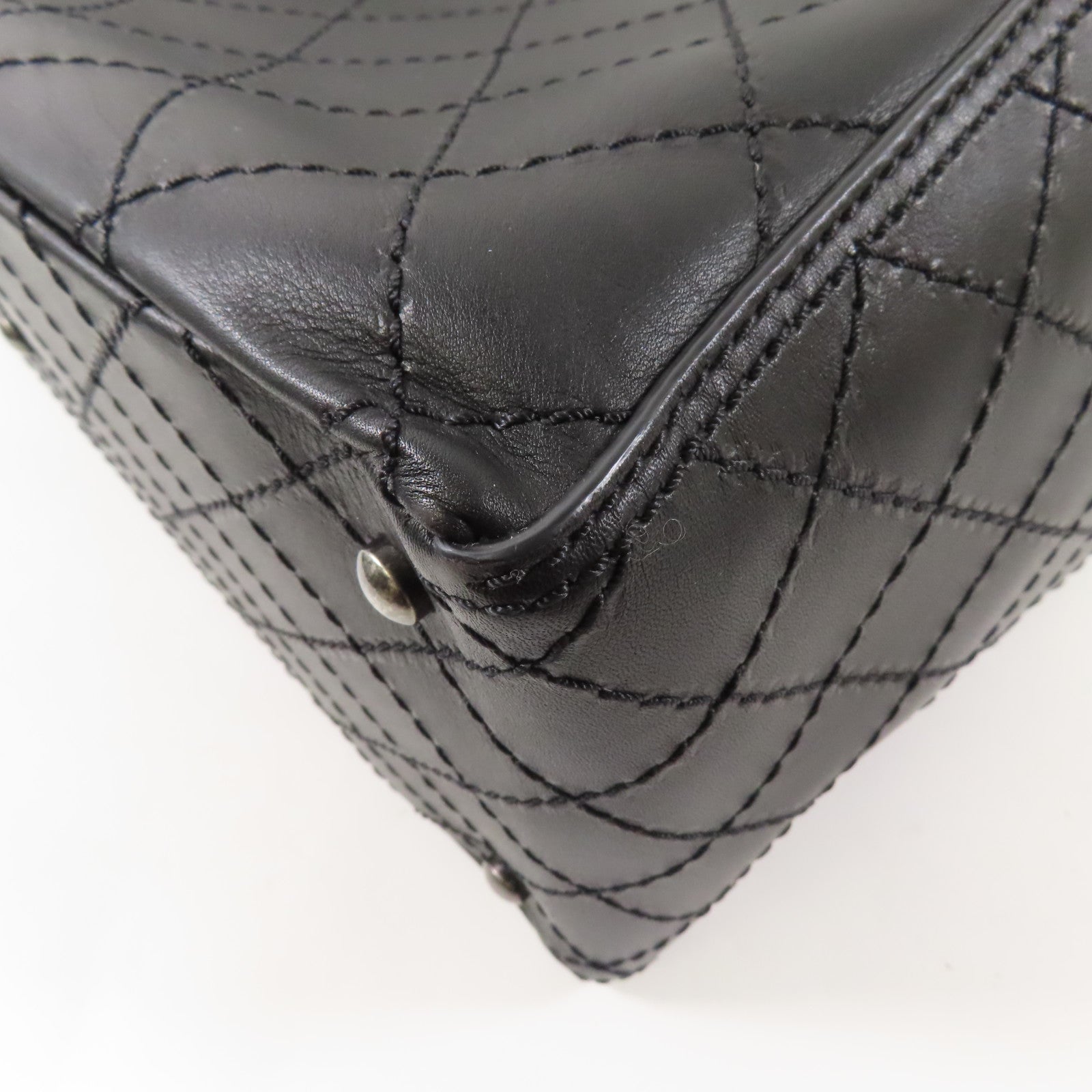 CHANEL 牛皮皮革Chain Shoulder銀扣鏈帶手挽肩背兩用袋