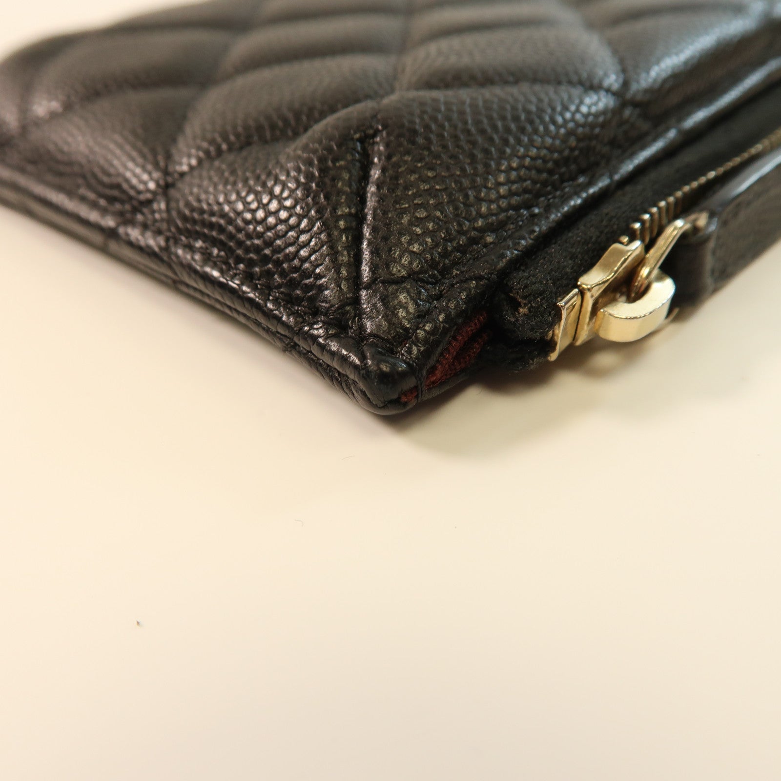 CHANEL 牛皮皮革Zipper Long Wallet金扣長錢包黑色