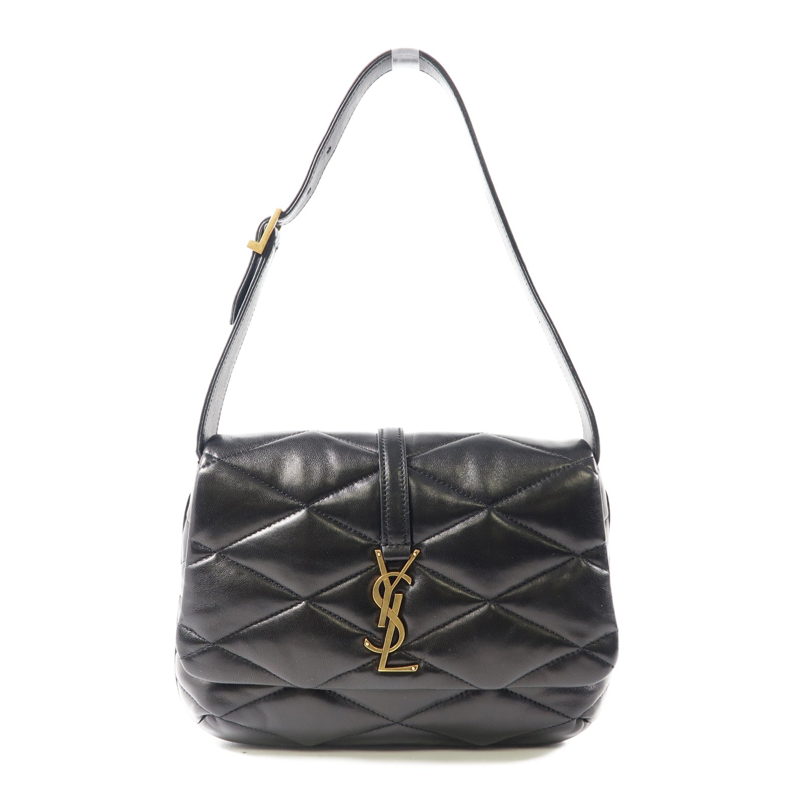 SAINT LAURENT 羊皮皮革LE57金扣肩背袋黑色