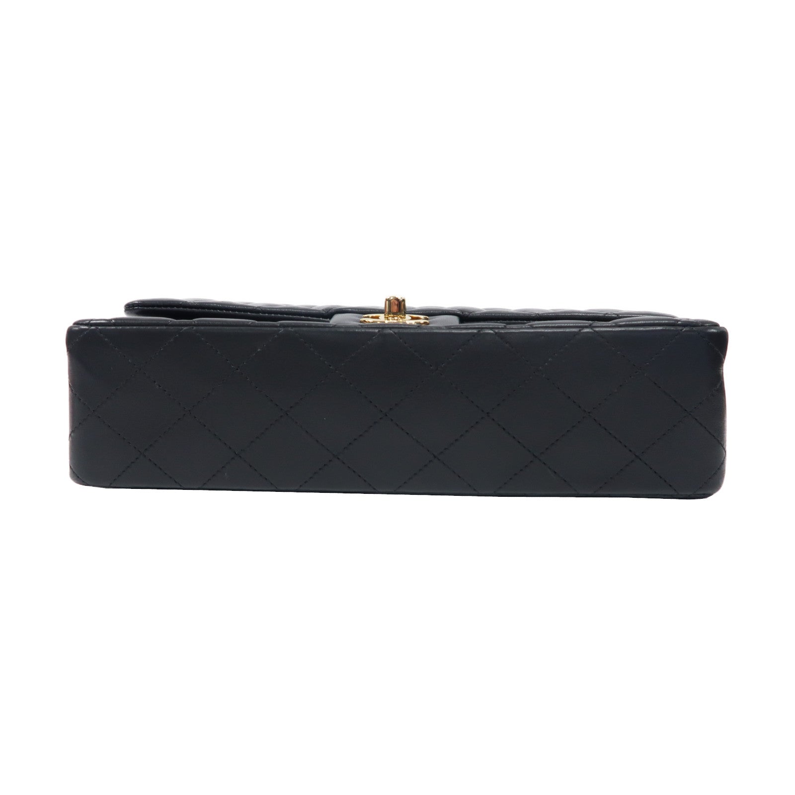 CHANEL 菱格羊皮皮革Classic Flap金扣鏈帶肩背袋黑色