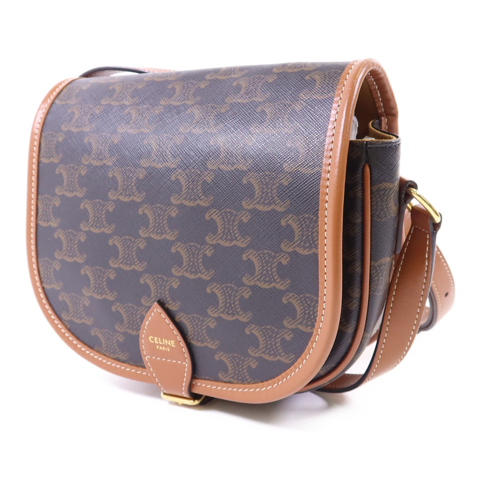 CELINE 塗層帆布Folco金扣肩背袋