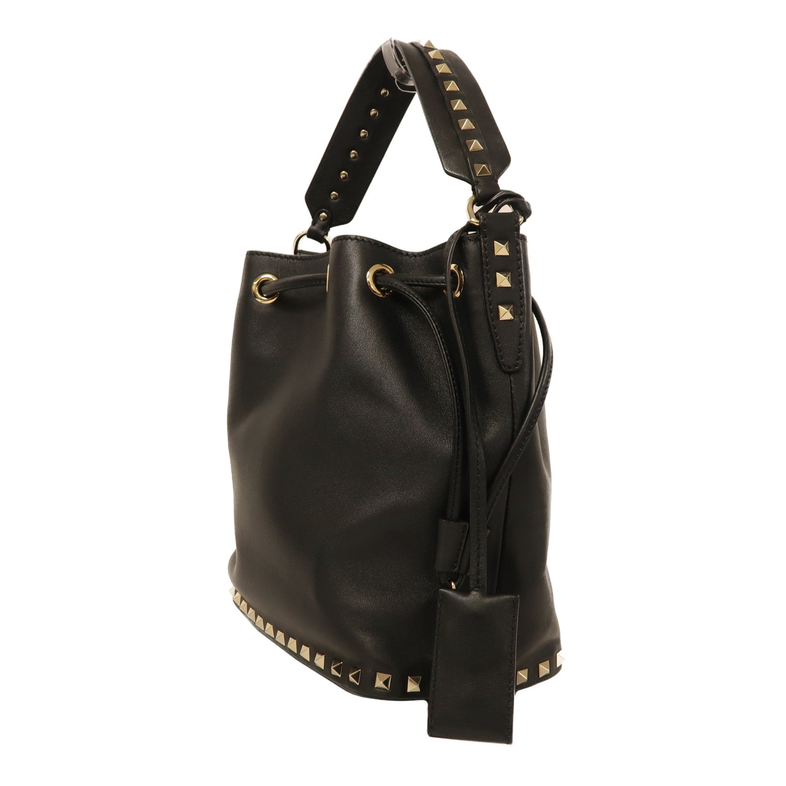 Valentino 牛皮皮革2 Way Shoulder金扣手挽肩背兩用袋黑色