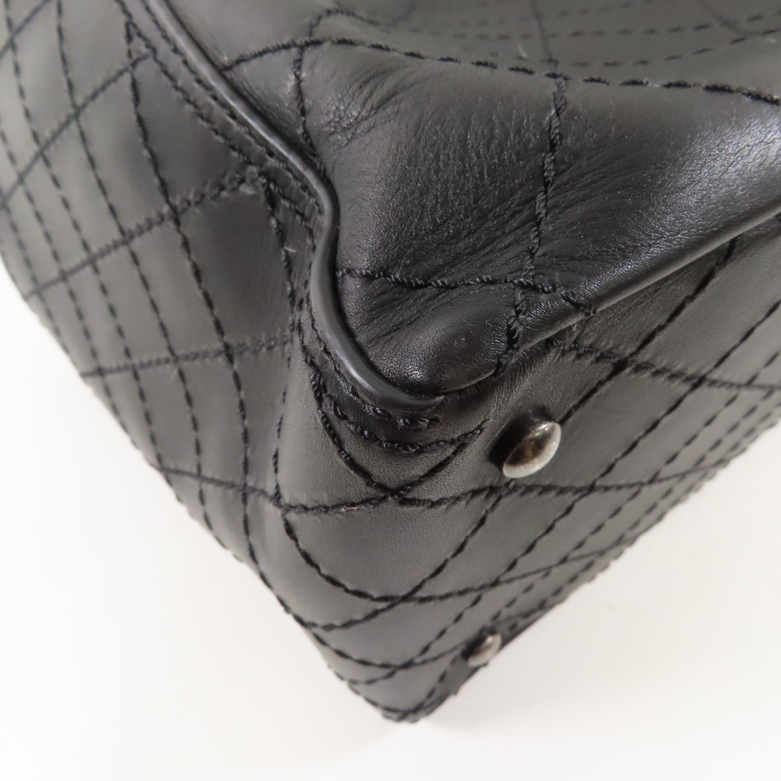 CHANEL 牛皮皮革Chain Shoulder銀扣鏈帶手挽肩背兩用袋