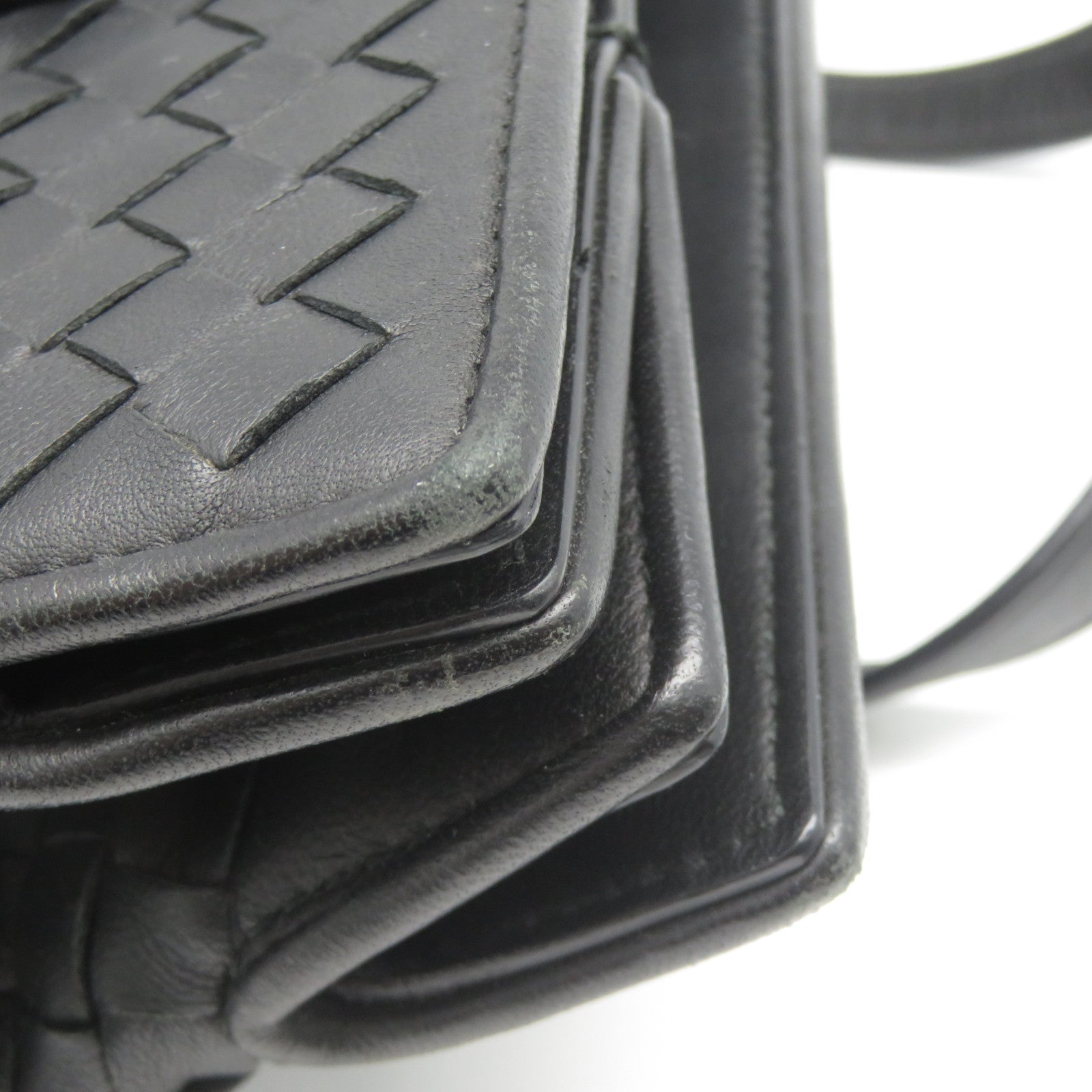 BOTTEGA VENETA 織紋皮革/牛皮皮革2 Way Shoulder Bag手挽肩背兩用袋黑色