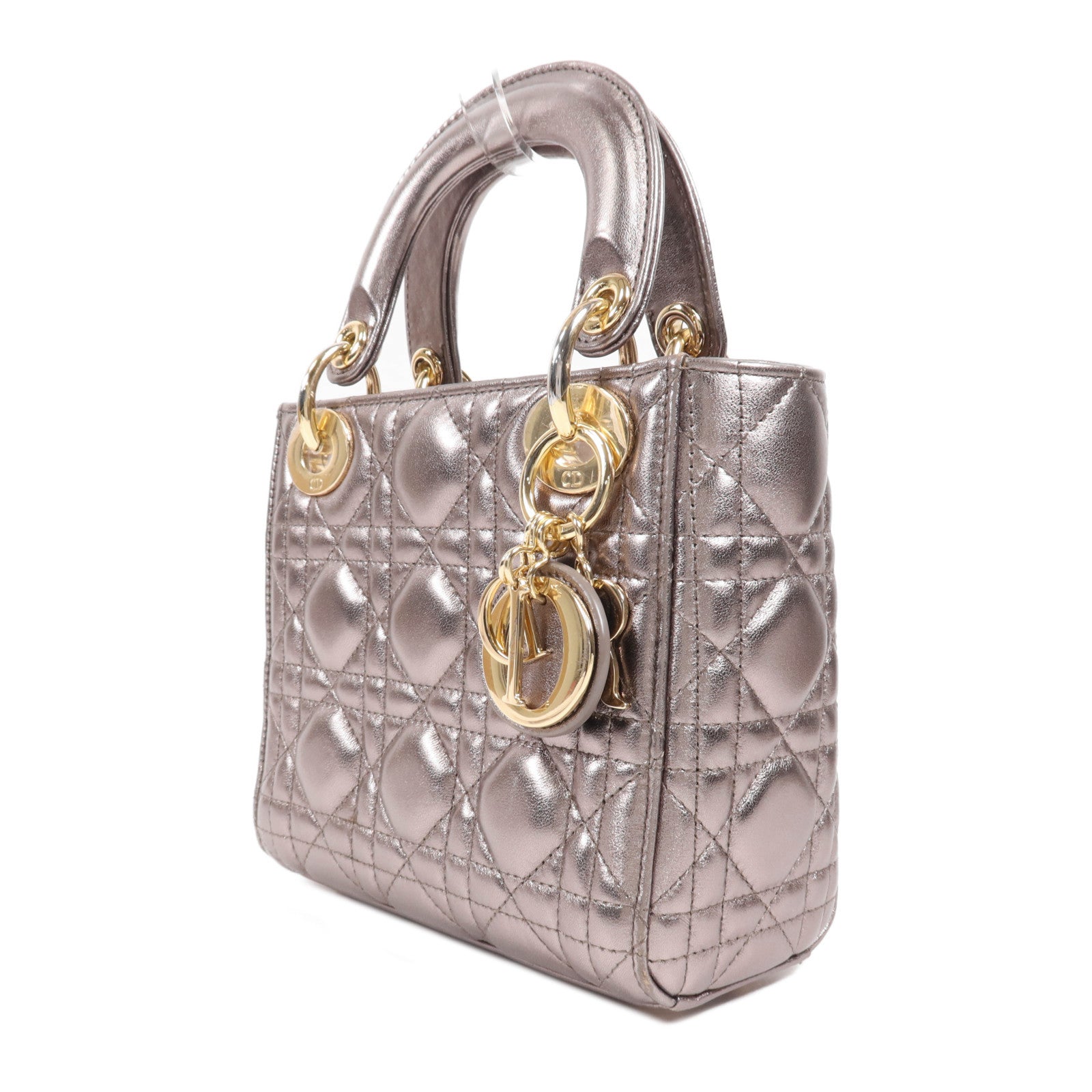 Dior 羊皮皮革Lady Dior Mini金扣手挽肩背兩用袋