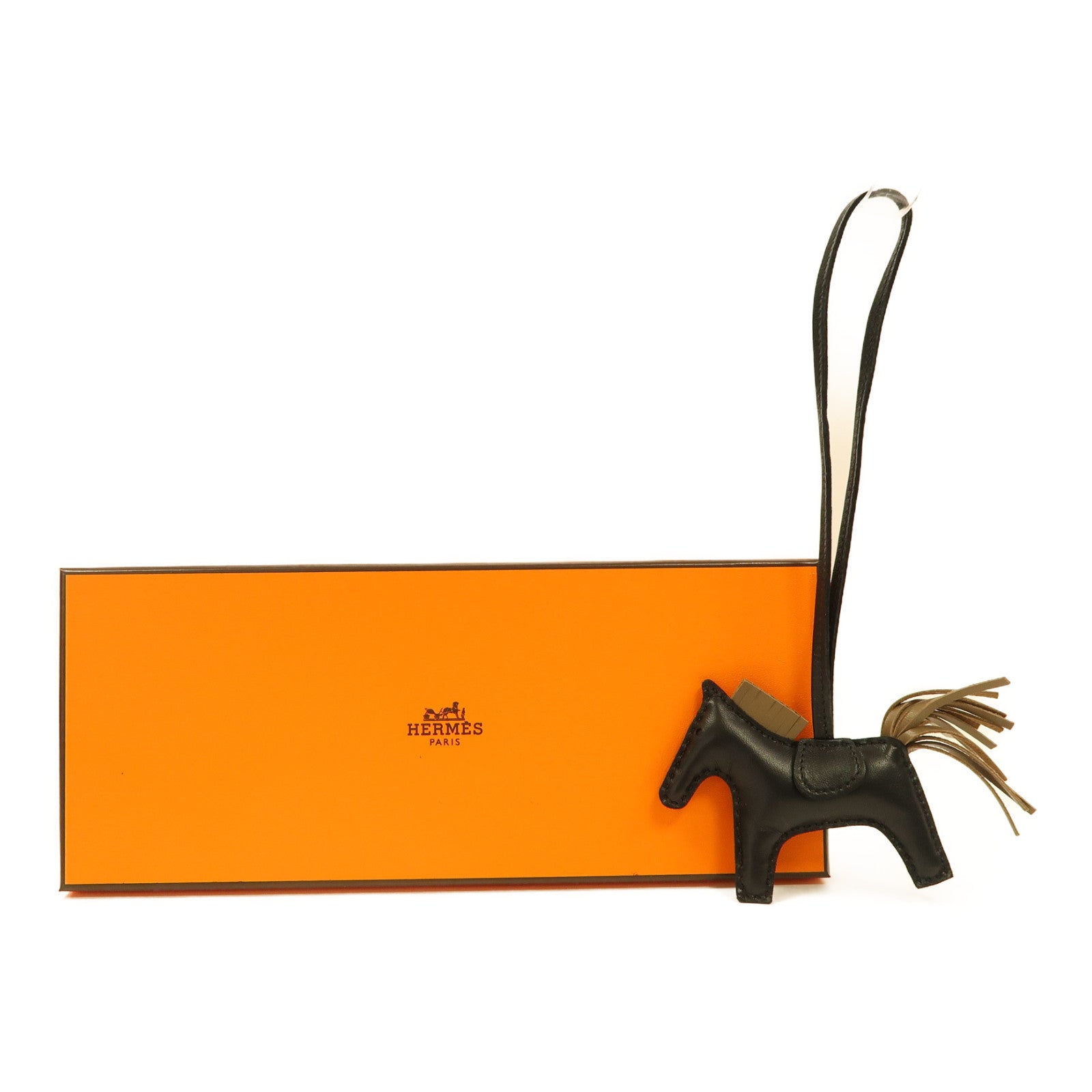 HERMES Swift皮革Rodeo PM掛飾黑色