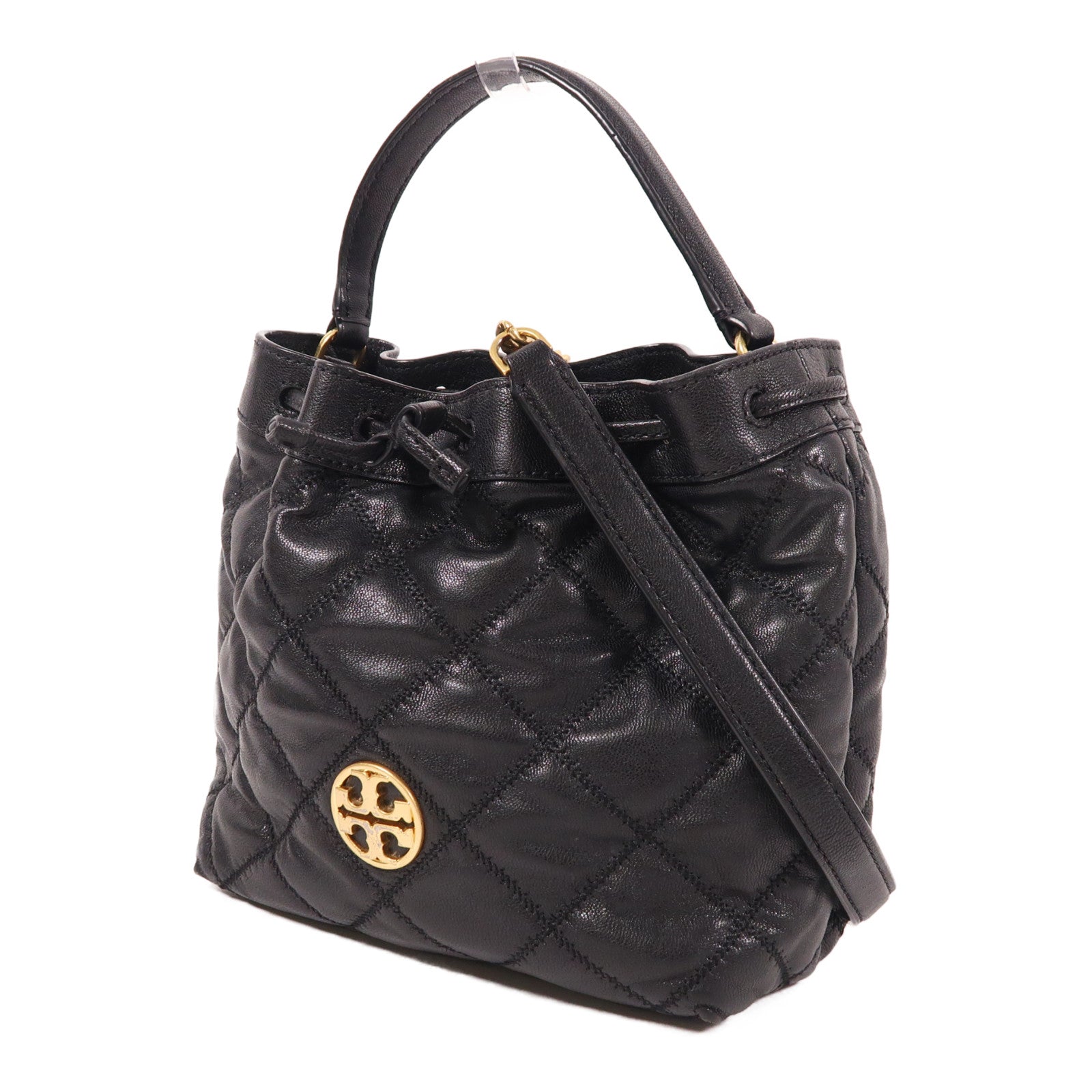 Tory Burch 皮革Willa Small Drawstring Bag金扣鏈帶手挽肩背兩用袋