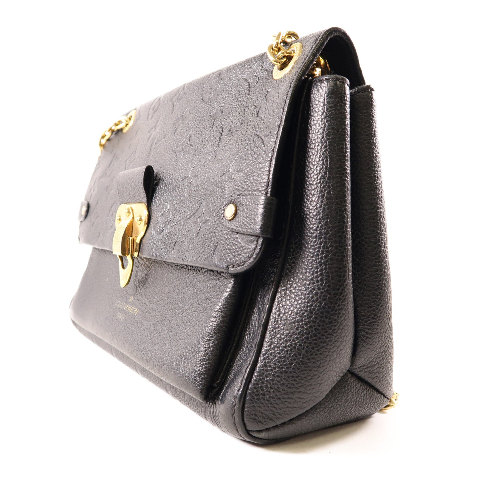 LOUIS VUITTON Monogram Empreinte Vavin金扣鏈帶肩背袋黑色
