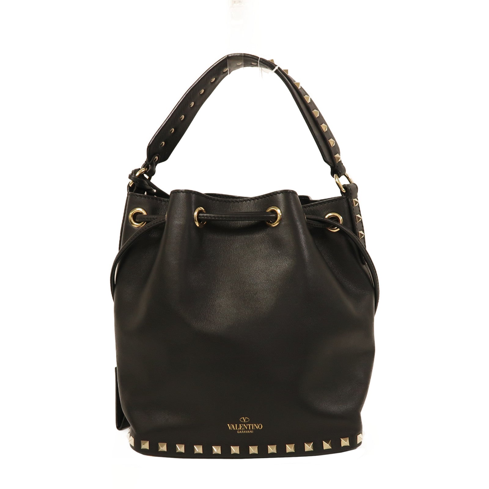 Valentino 牛皮皮革2 Way Shoulder金扣手挽肩背兩用袋黑色