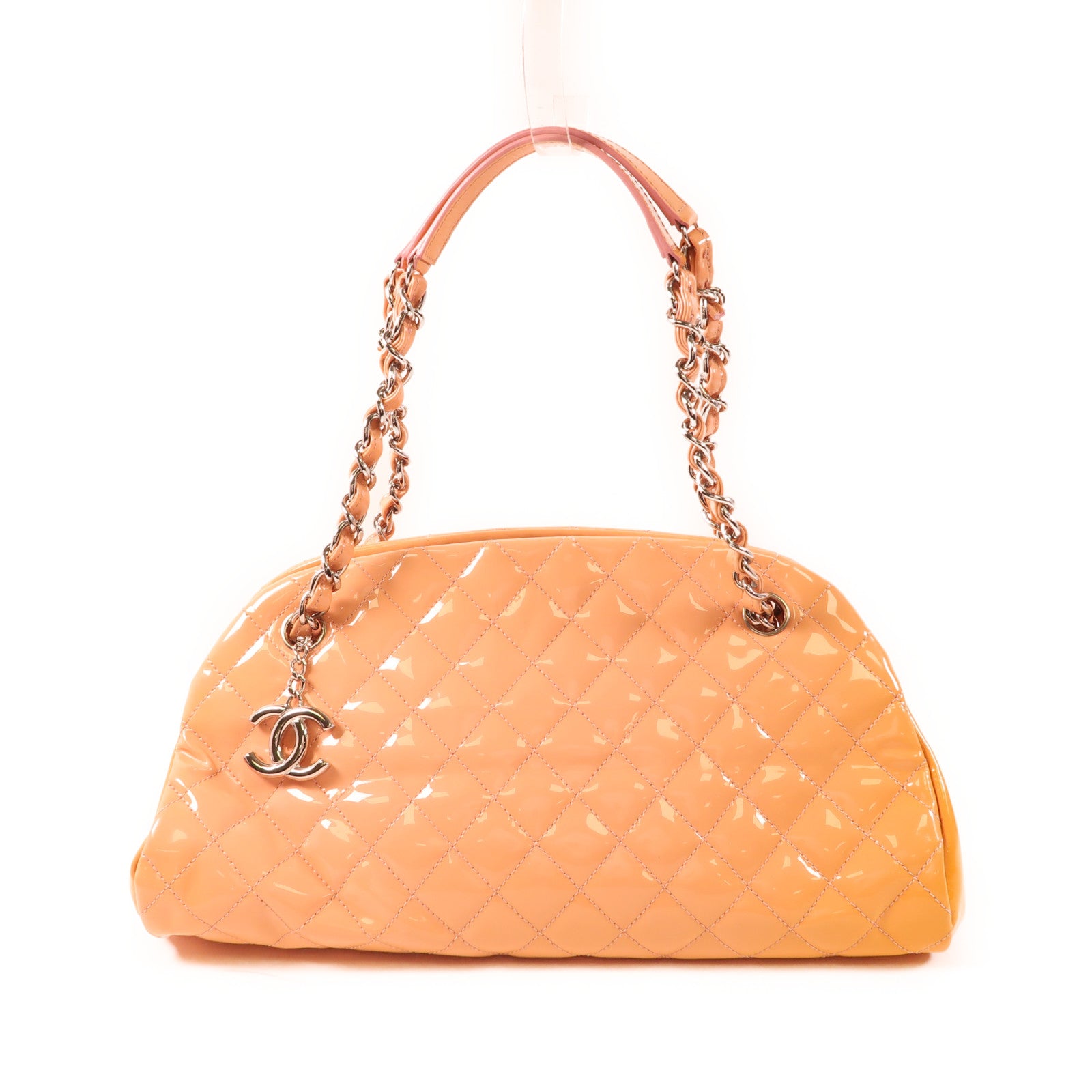 CHANEL 漆皮皮革Chain Shoulder銀扣鏈帶肩背袋