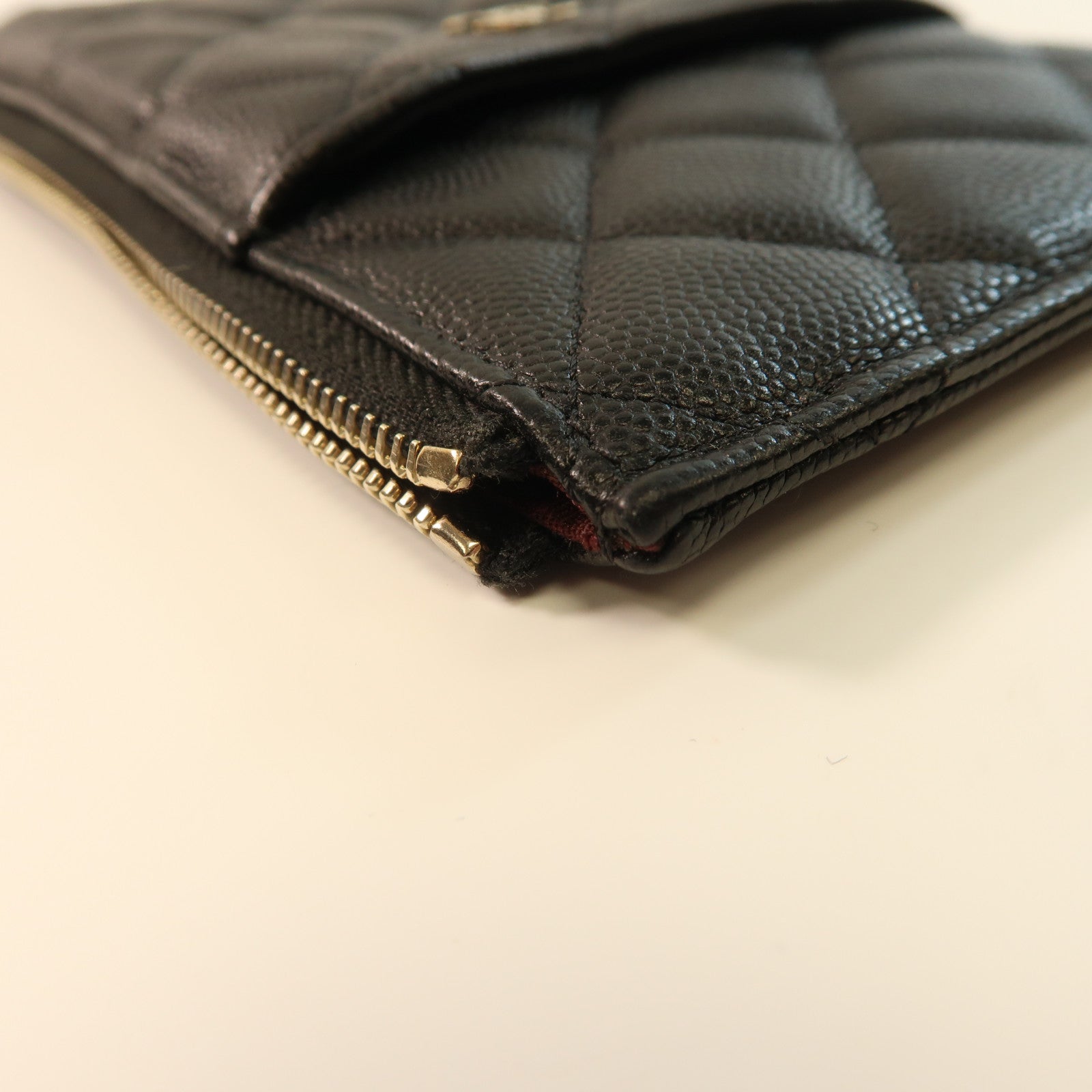 CHANEL 牛皮皮革Zipper Long Wallet金扣長錢包黑色