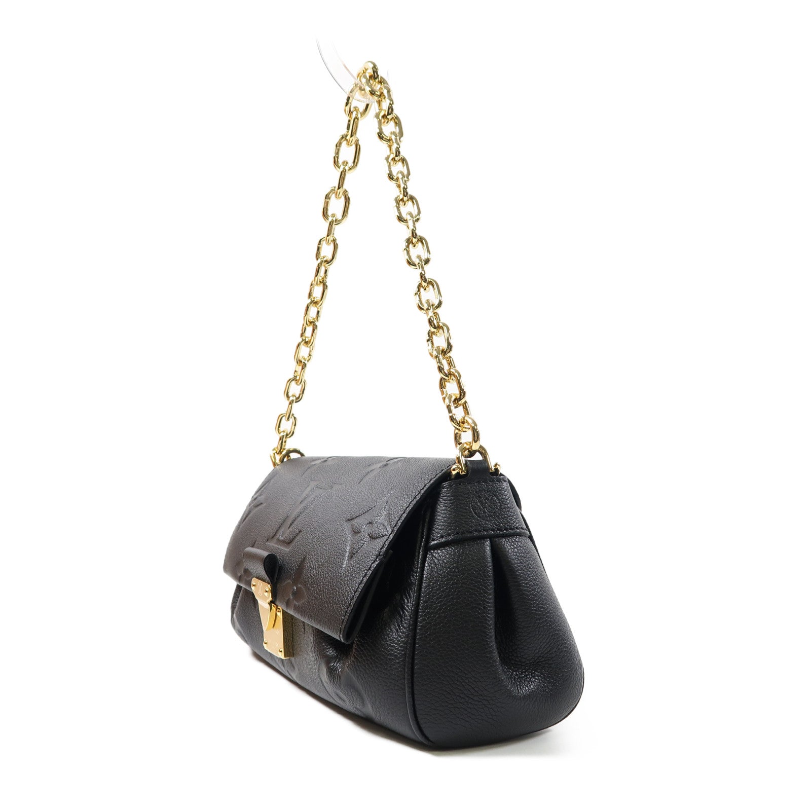 LOUIS VUITTON Monogram Empreinte Favourite金扣肩背袋黑色