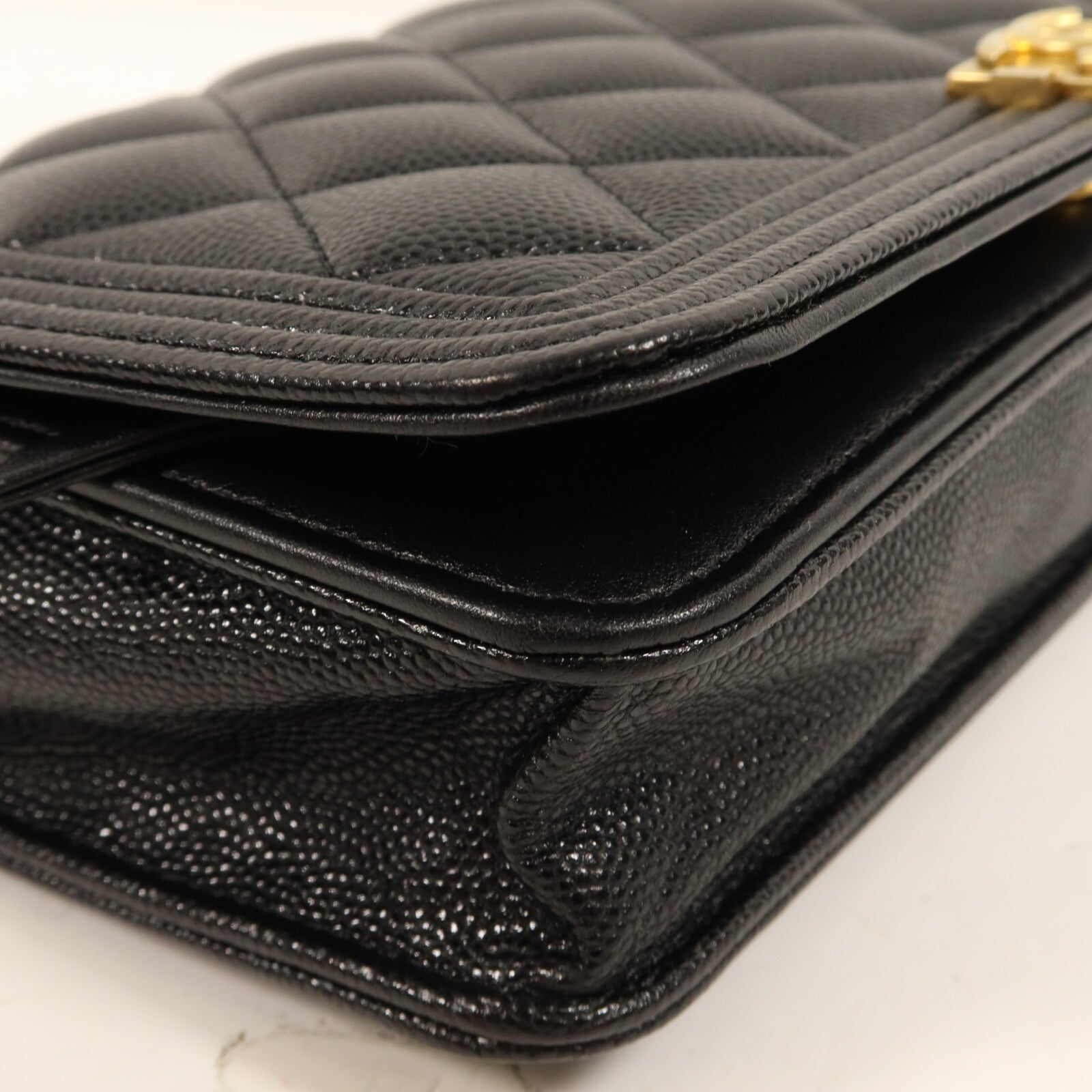 CHANEL 牛皮皮革Boy Wallet On Chain鏈帶肩背袋