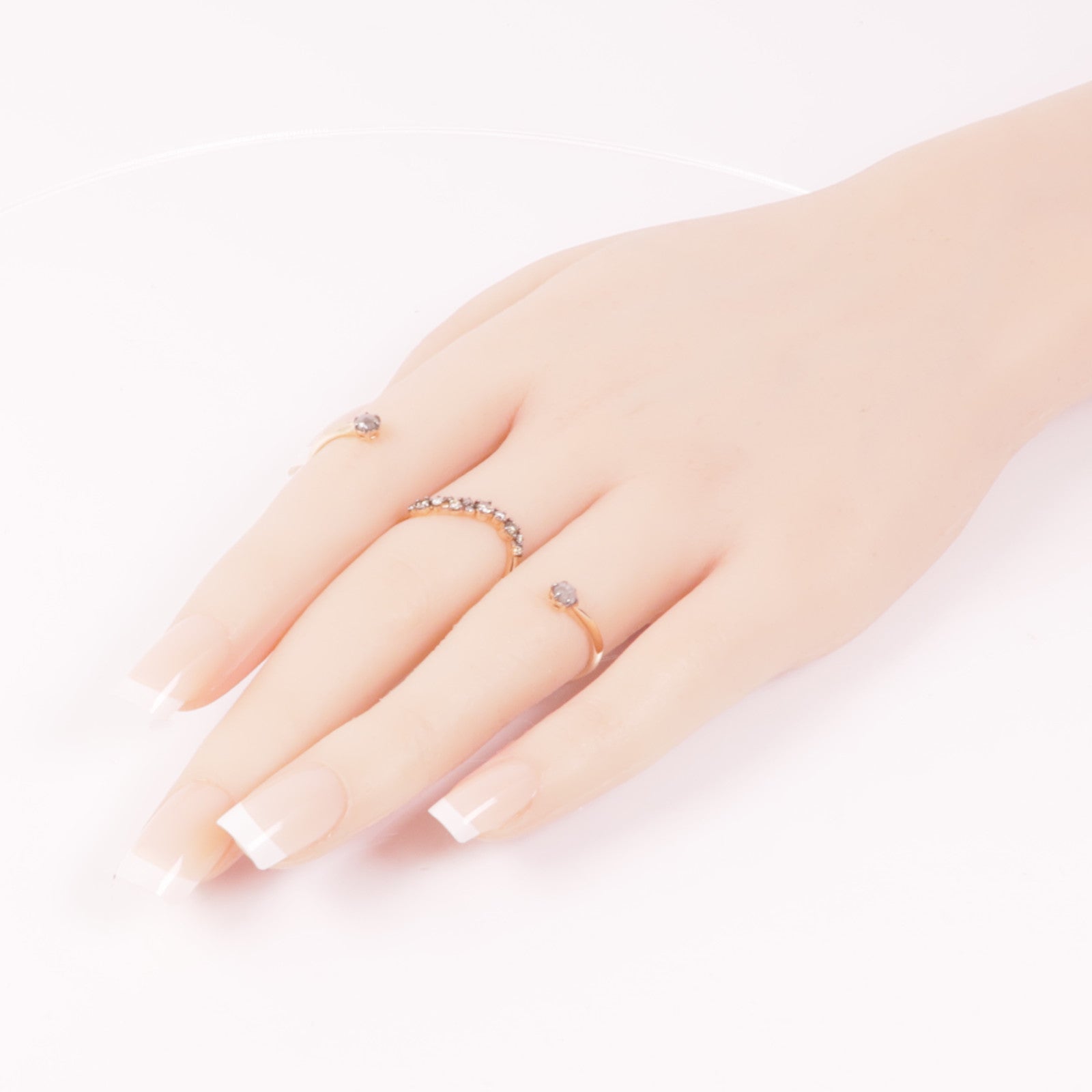 JEWELRY 14K玫瑰金Three Finger Diamond Ring鑽石三指戒指US#6.5/US#6