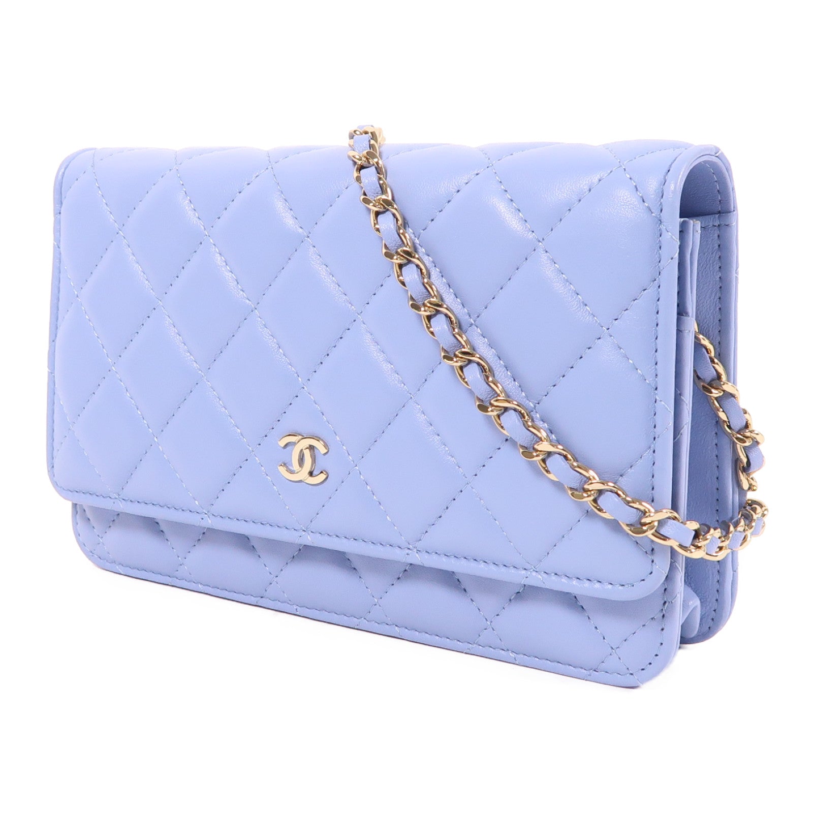 CHANEL 羊皮皮革Wallet On Chain金扣鏈帶肩背袋