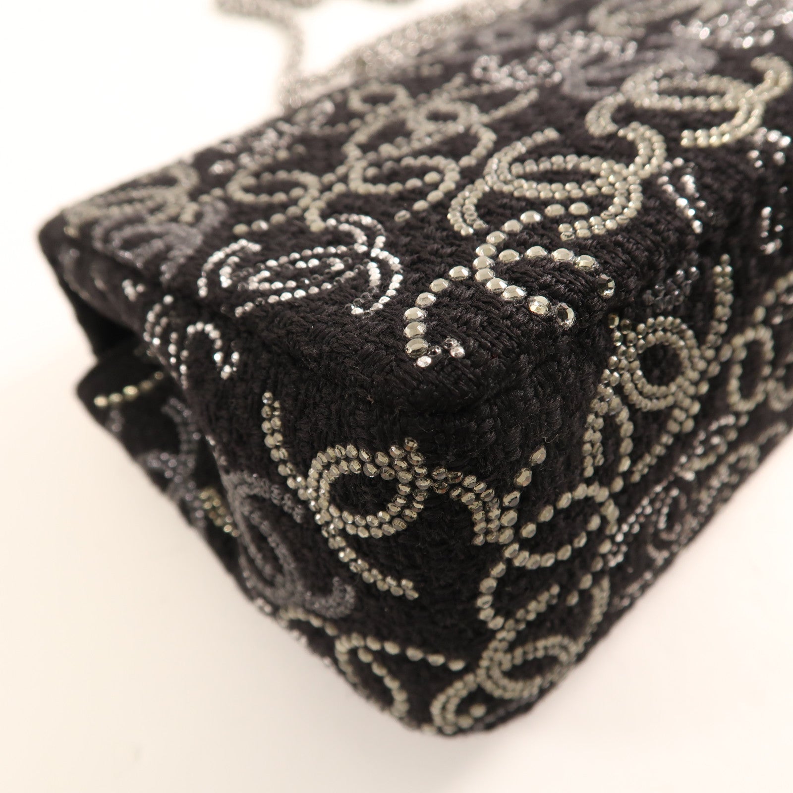 CHANEL Tweed Chain Shoulder銀扣鏈帶肩背袋