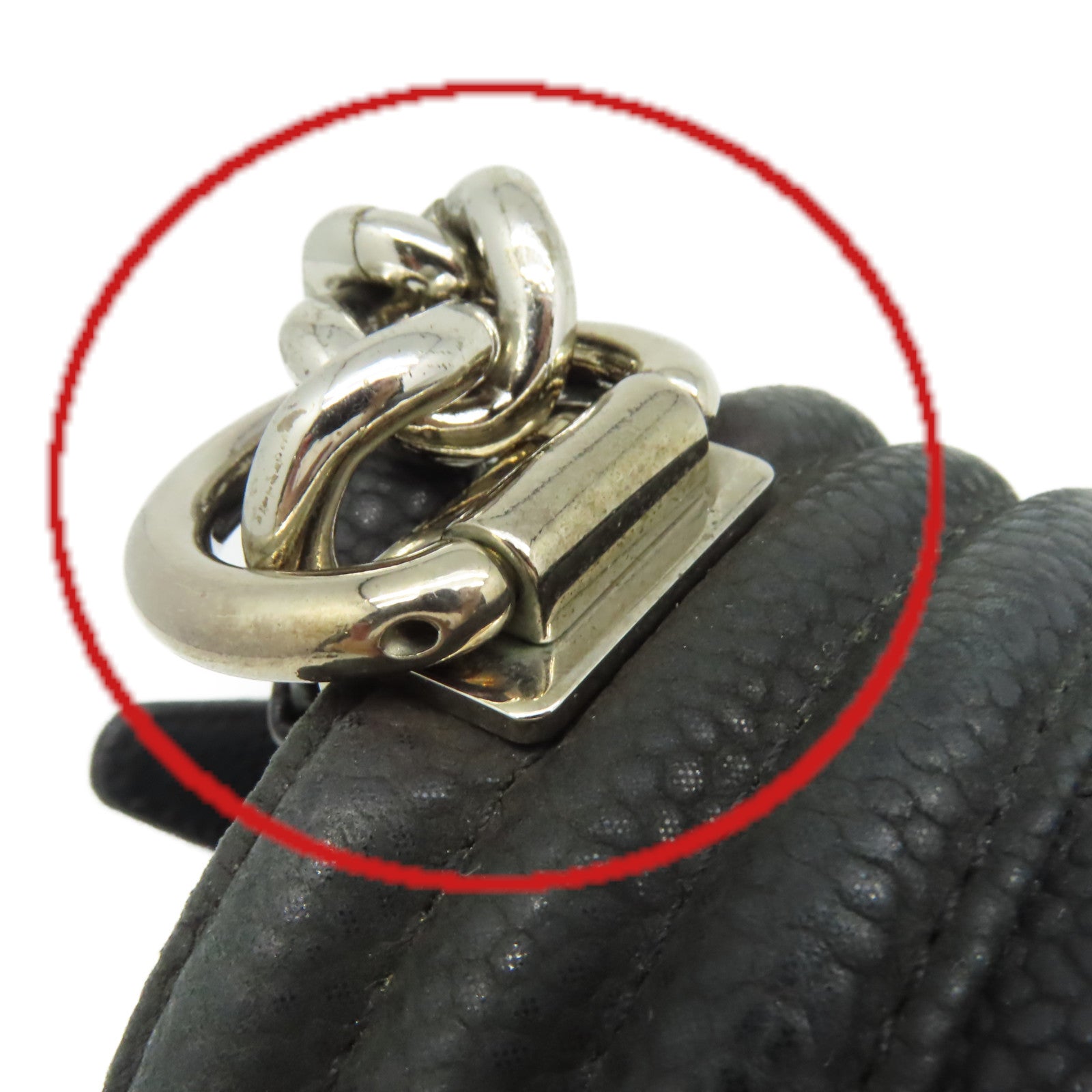 CHANEL 【激減優惠】菱格Caviar皮革Boy Chanel 25cm Chain Shoulder Bag銀扣鏈帶肩背袋黑色