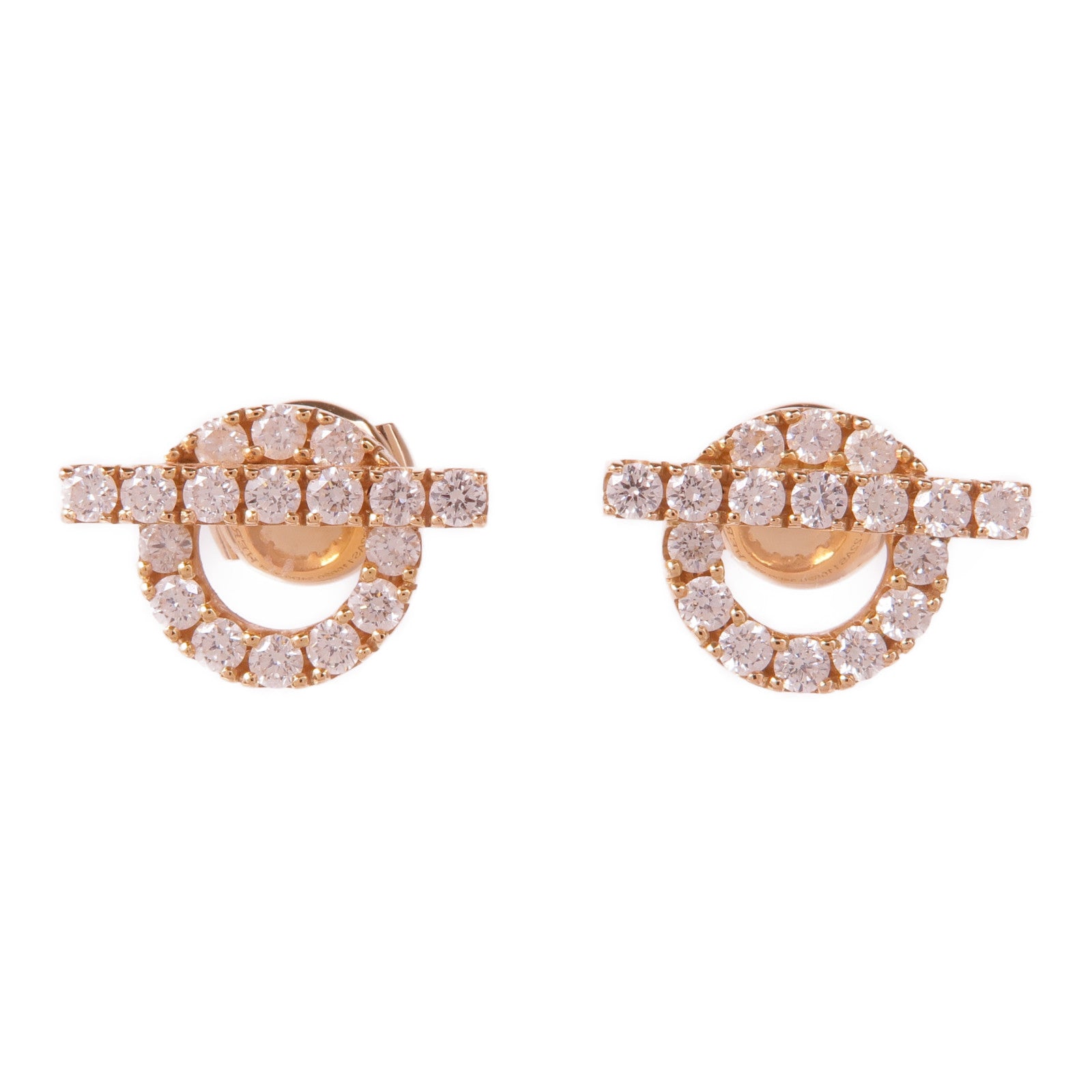 HERMES 18K玫瑰金Finesse Diamond Earrings鑽石耳環