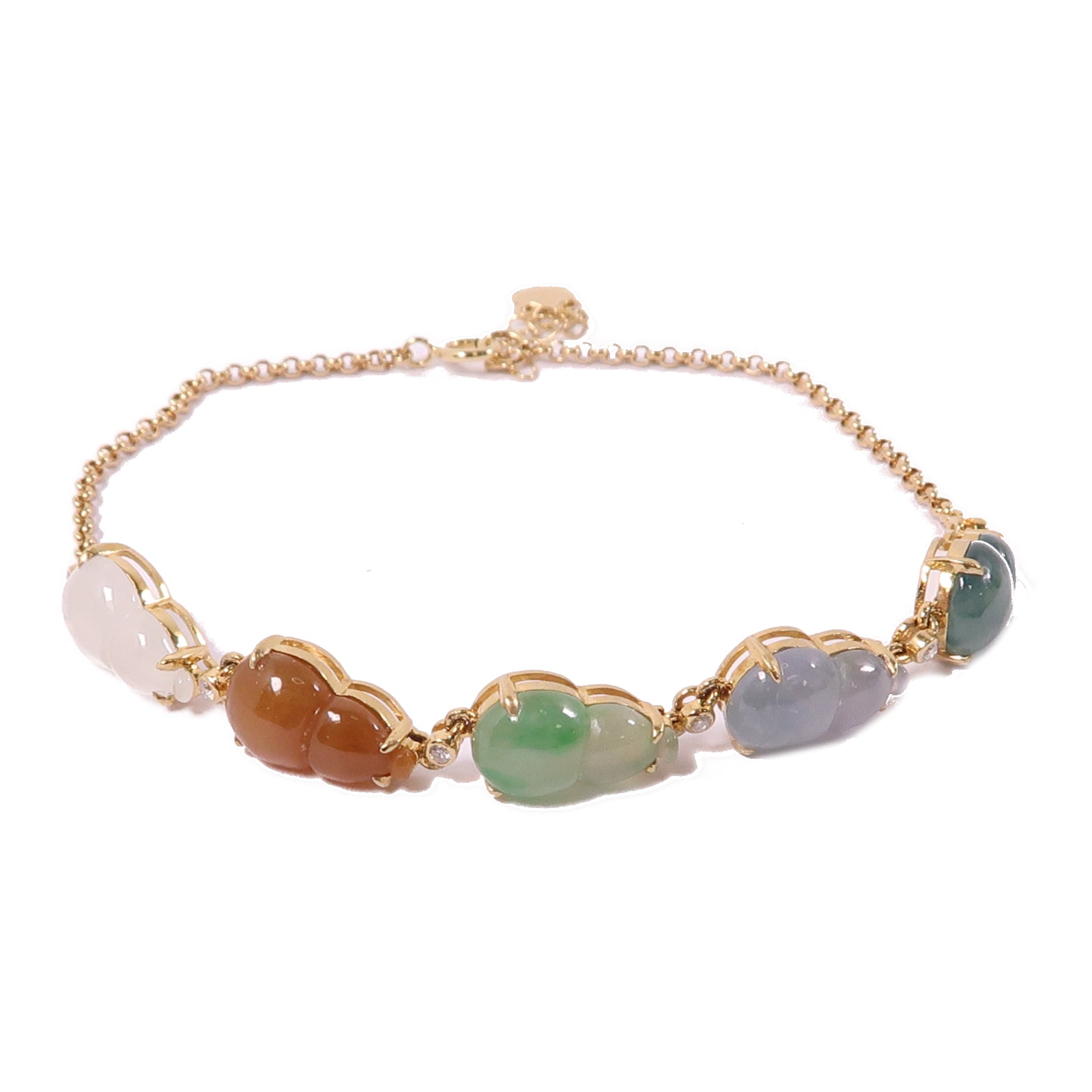 JEWELRY 18K黃金翡翠Bracelet手鐲綠色/棕色/白色