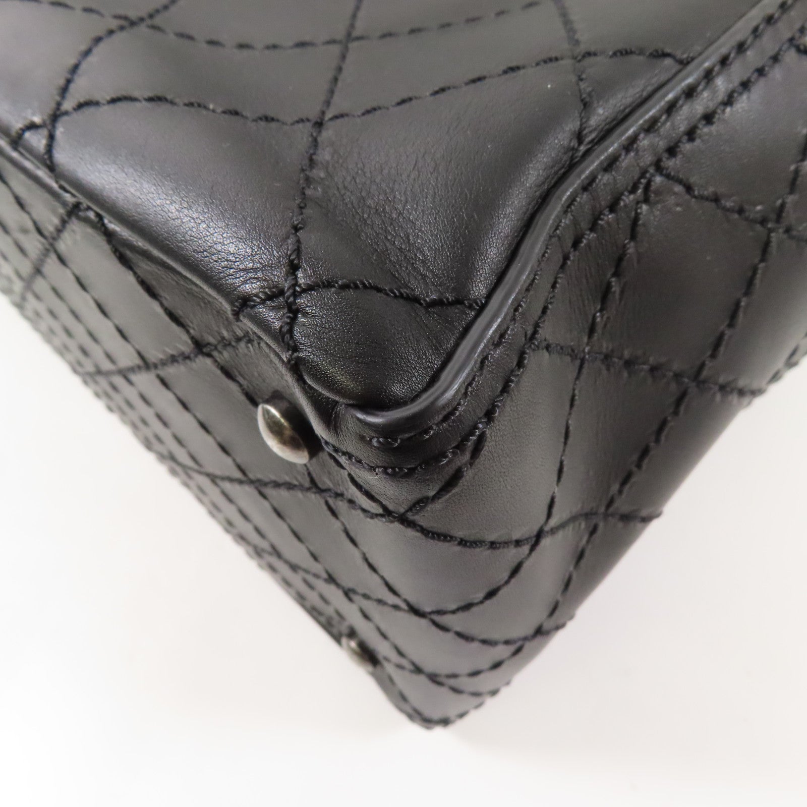 CHANEL 牛皮皮革Chain Shoulder銀扣鏈帶手挽肩背兩用袋