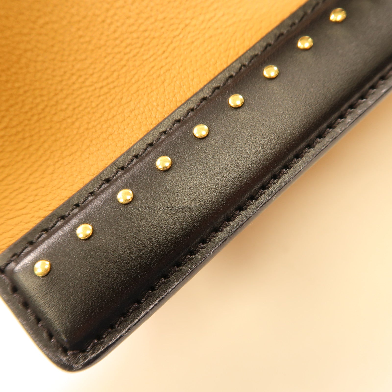 LOUIS VUITTON LV GHW Studs Bicolor 2Way Shoulder Hand Bag M51654 Beige/Black