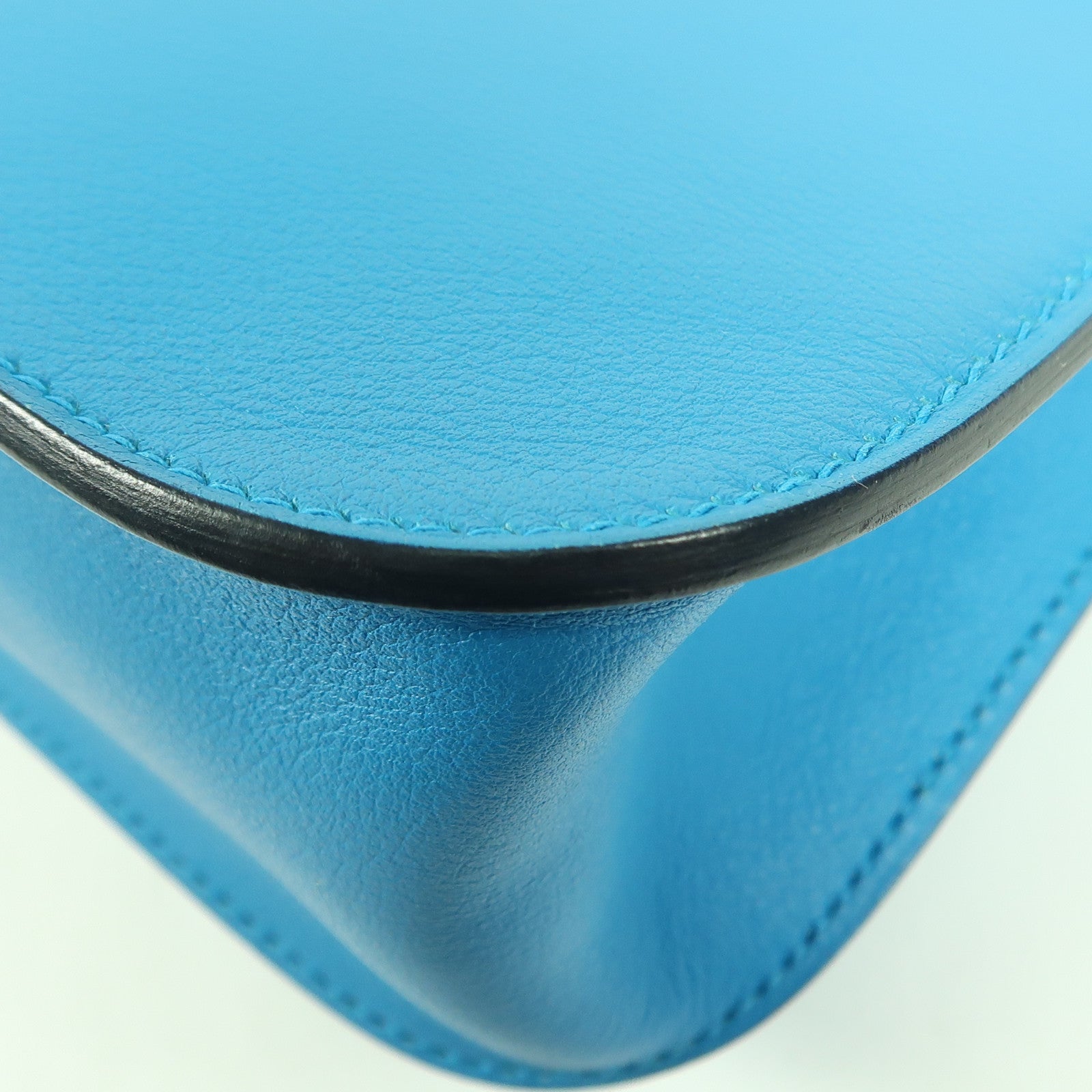 HERMES Swift皮革Halzan 25銀扣手挽肩背兩用袋Blue Frida