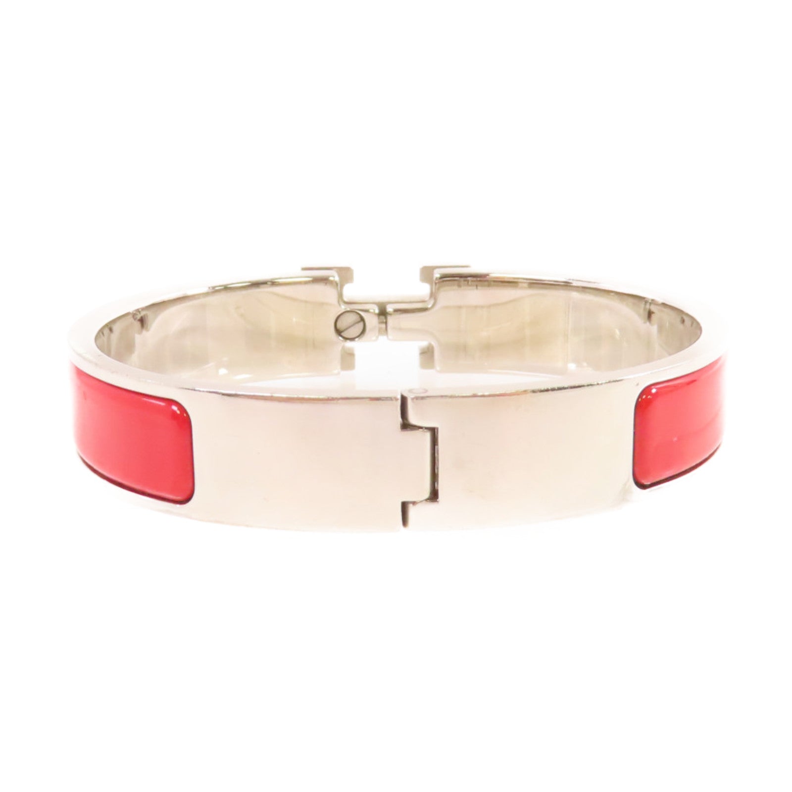 HERMES 金屬/琺瑯Clic H Bracelet手鐲橘紅色