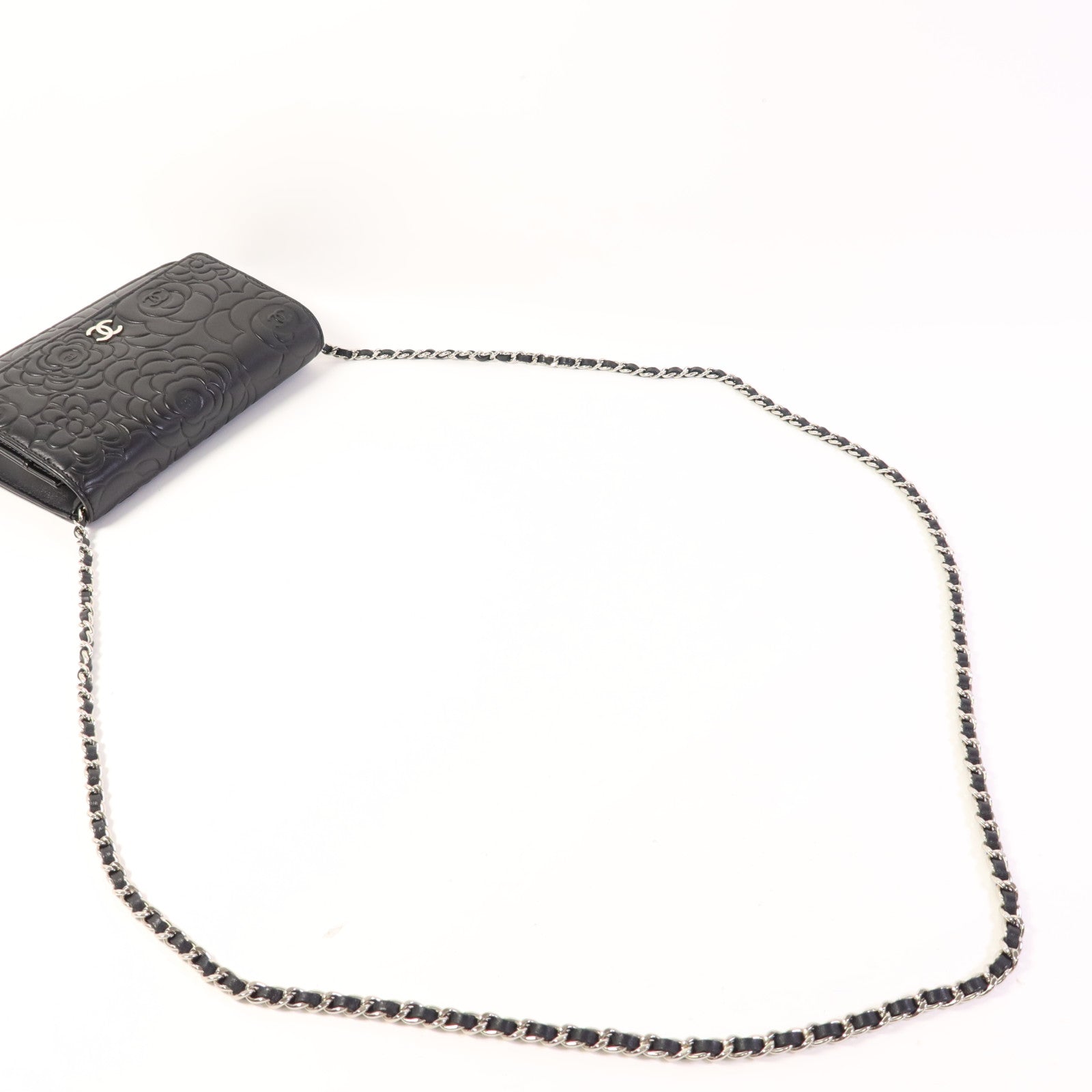 CHANEL 羊皮皮革WOC Wallet On Chain銀扣鏈帶肩背袋