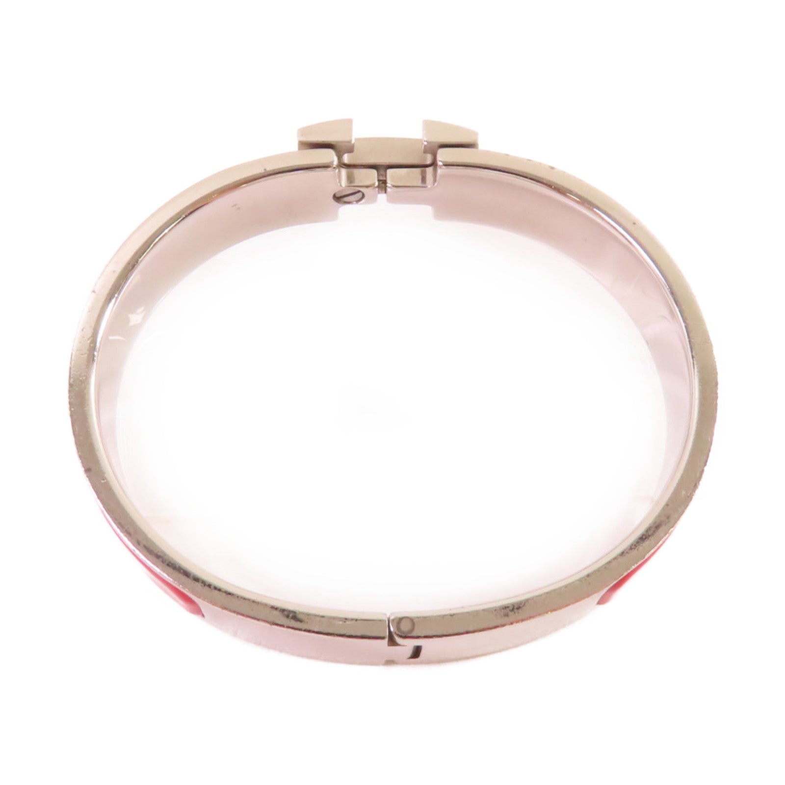 HERMES 金屬/琺瑯Clic H Bracelet手鐲橘紅色