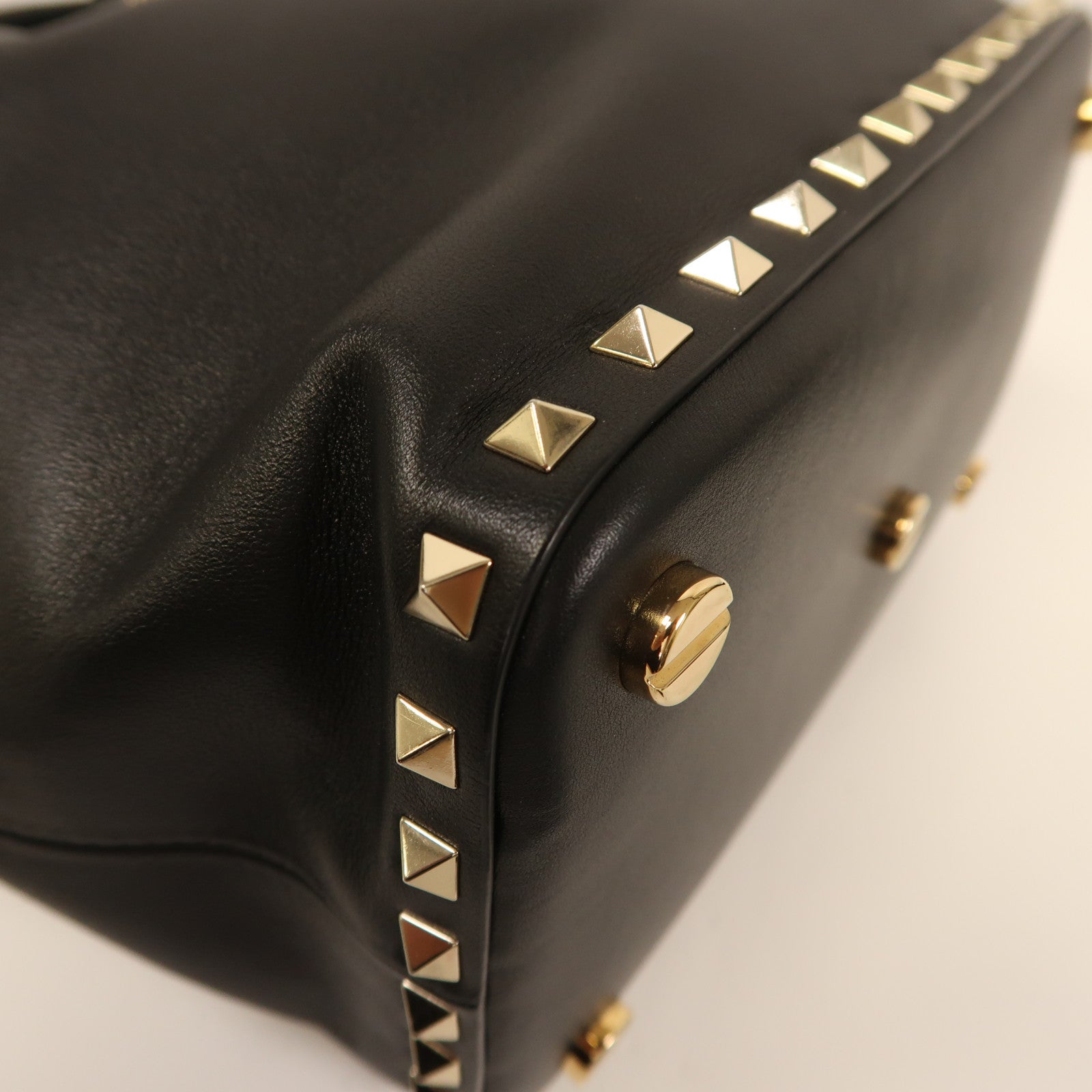 Valentino 牛皮皮革2 Way Shoulder金扣手挽肩背兩用袋黑色