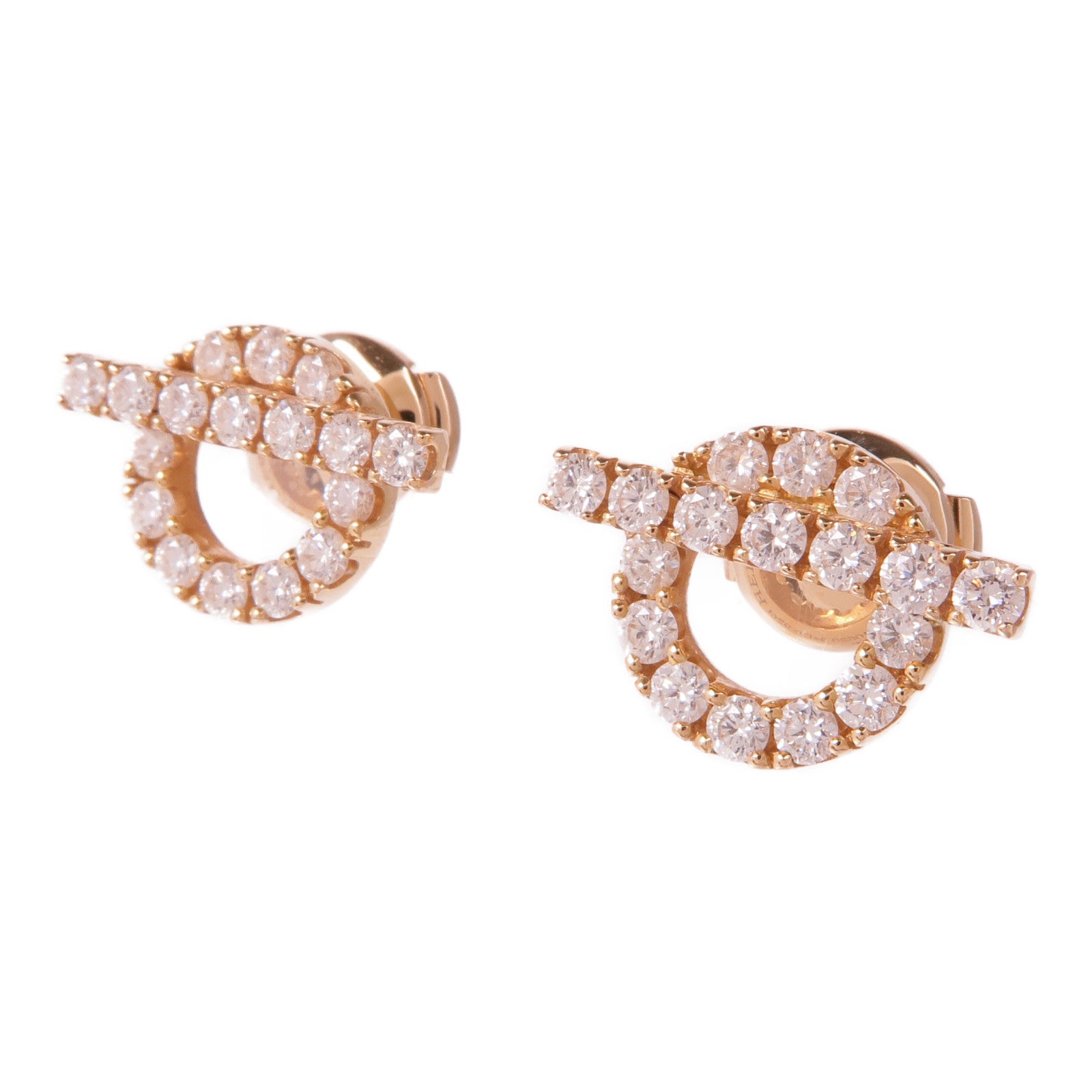 HERMES 18K玫瑰金Finesse Diamond Earrings鑽石耳環