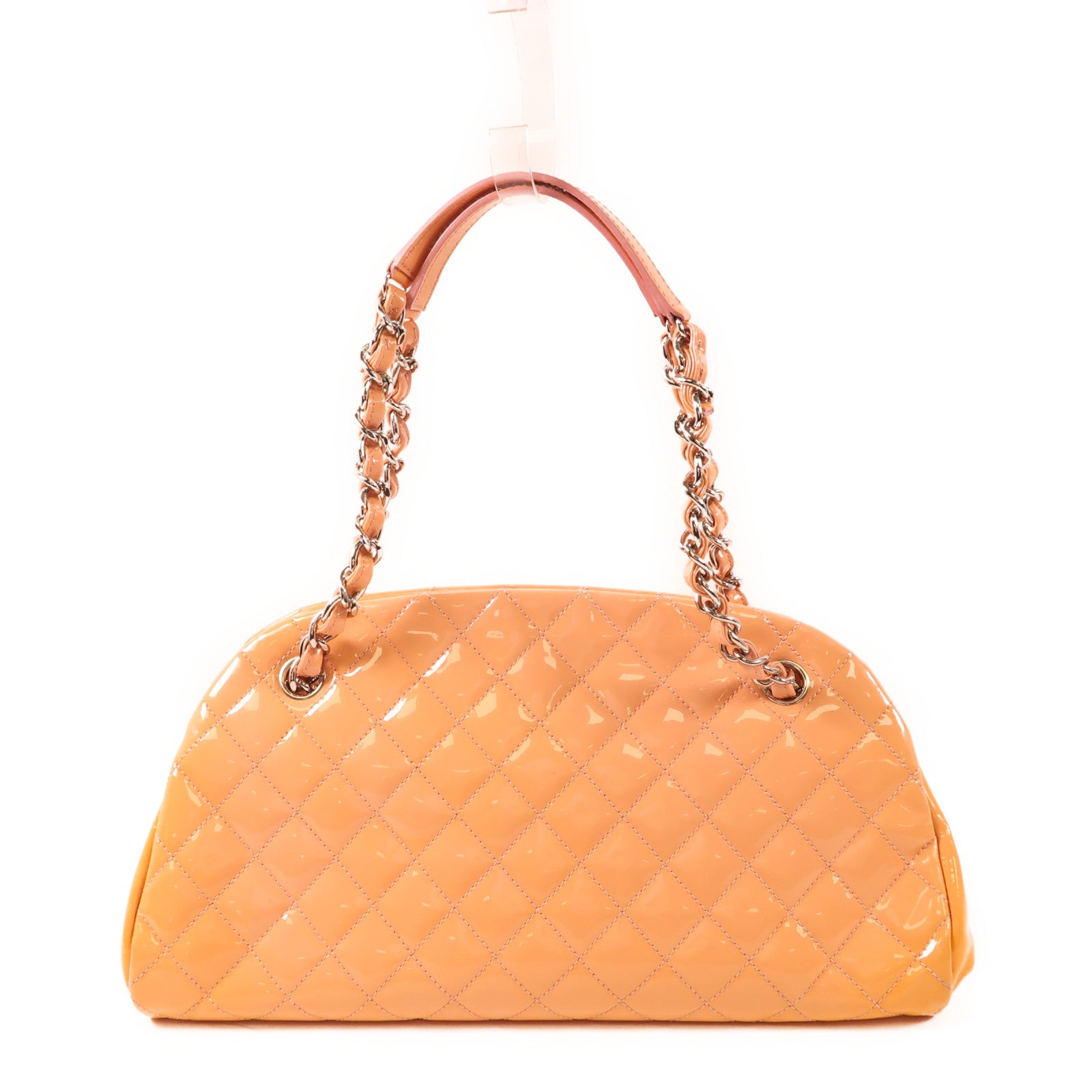 CHANEL 漆皮皮革Chain Shoulder銀扣鏈帶肩背袋