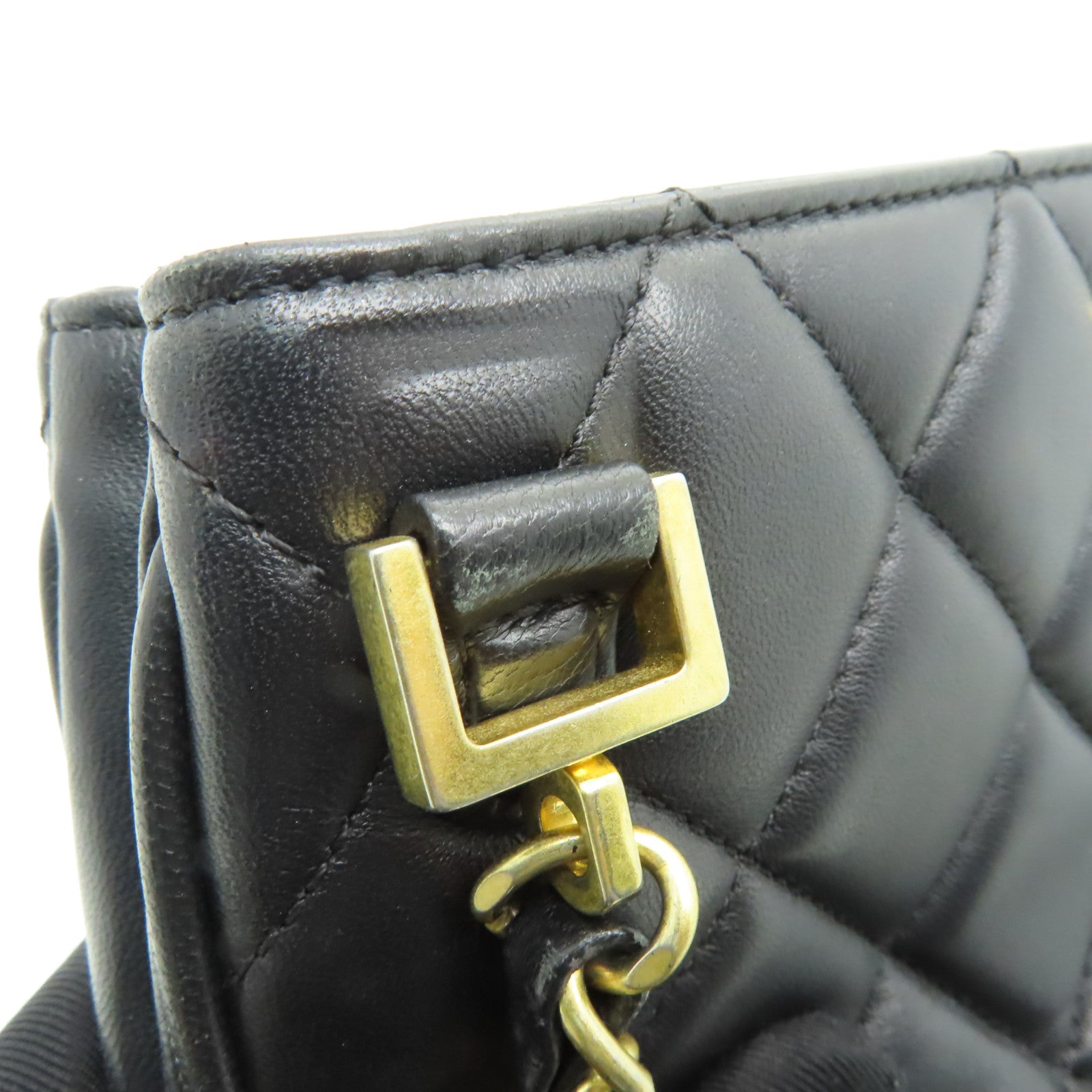 CHANEL 【激減優惠】菱格羊皮皮革Chain Choulder Bag金扣鏈帶肩背袋黒色