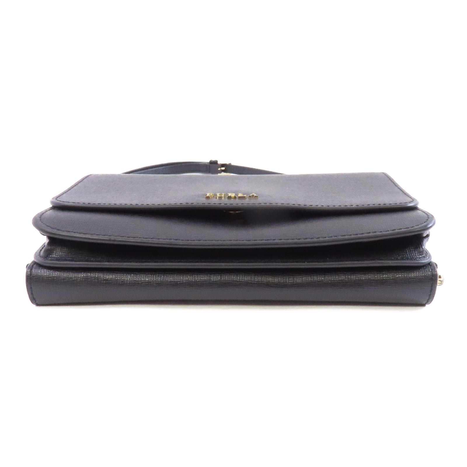 Furla 牛皮皮革Shoulder Bag金扣肩背袋黑色