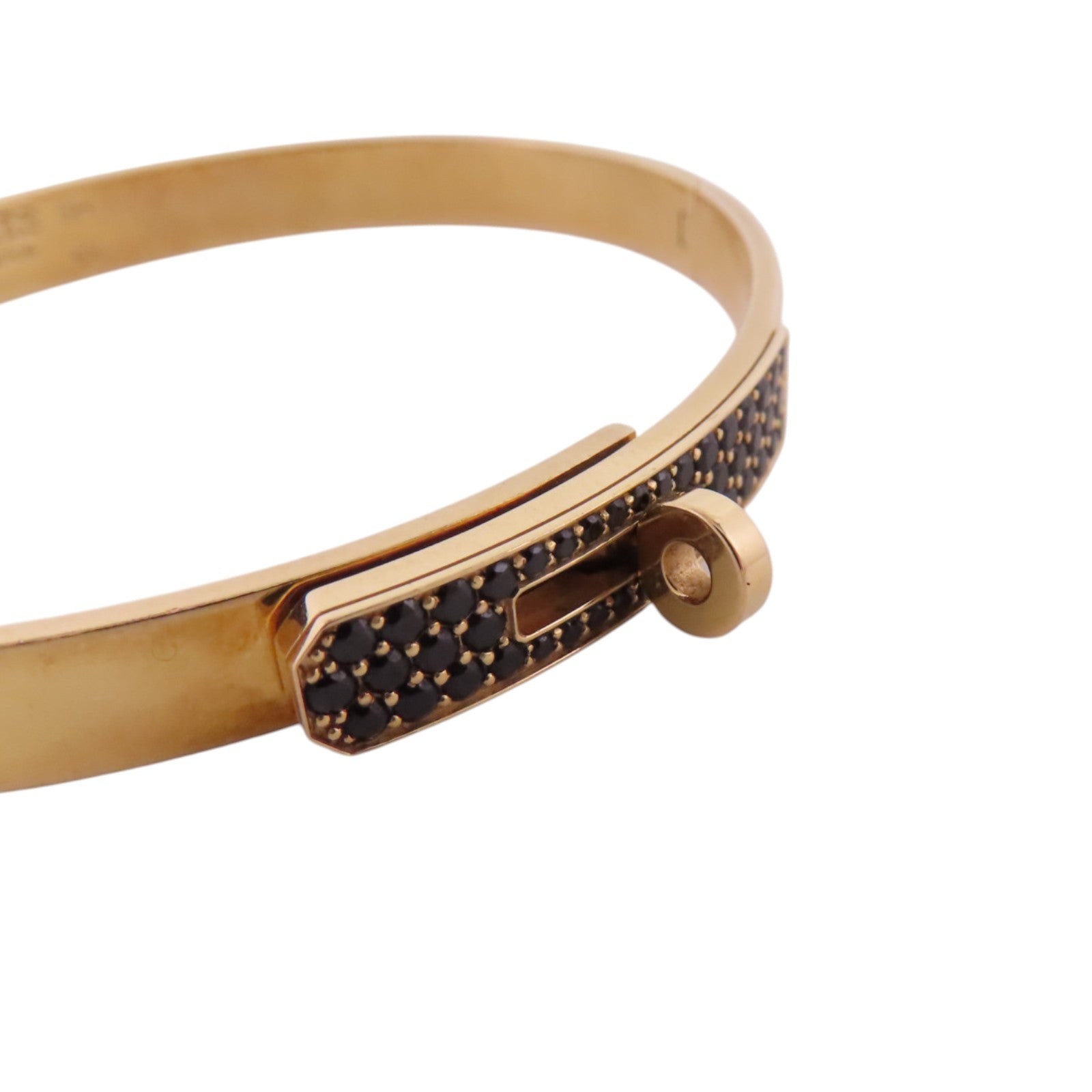 HERMES 18K玫瑰金Kelly Black Sapphire Bangle金扣黑色藍寶石手鐲