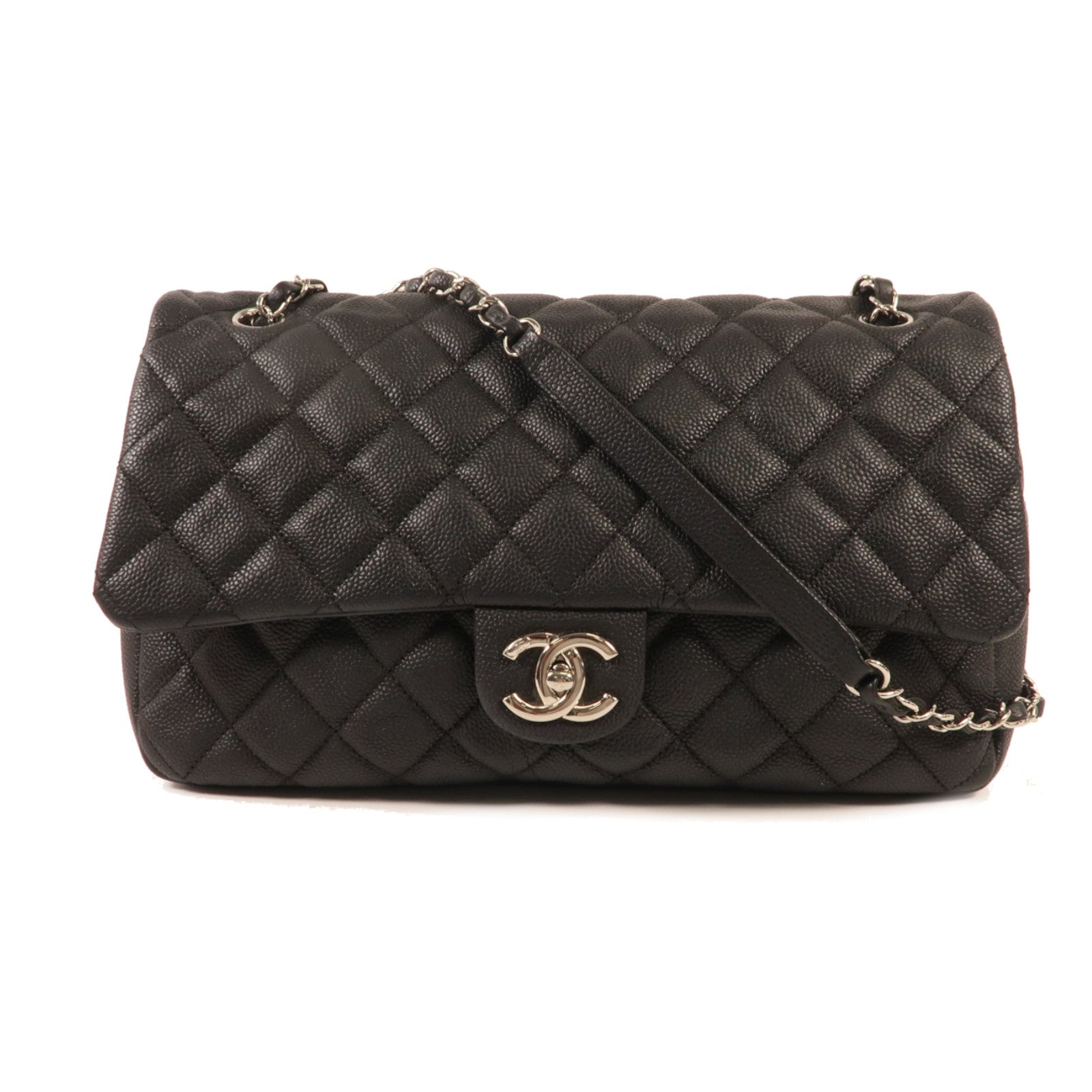 CHANEL 牛皮皮革Shoulder Bag銀扣鏈帶肩背袋